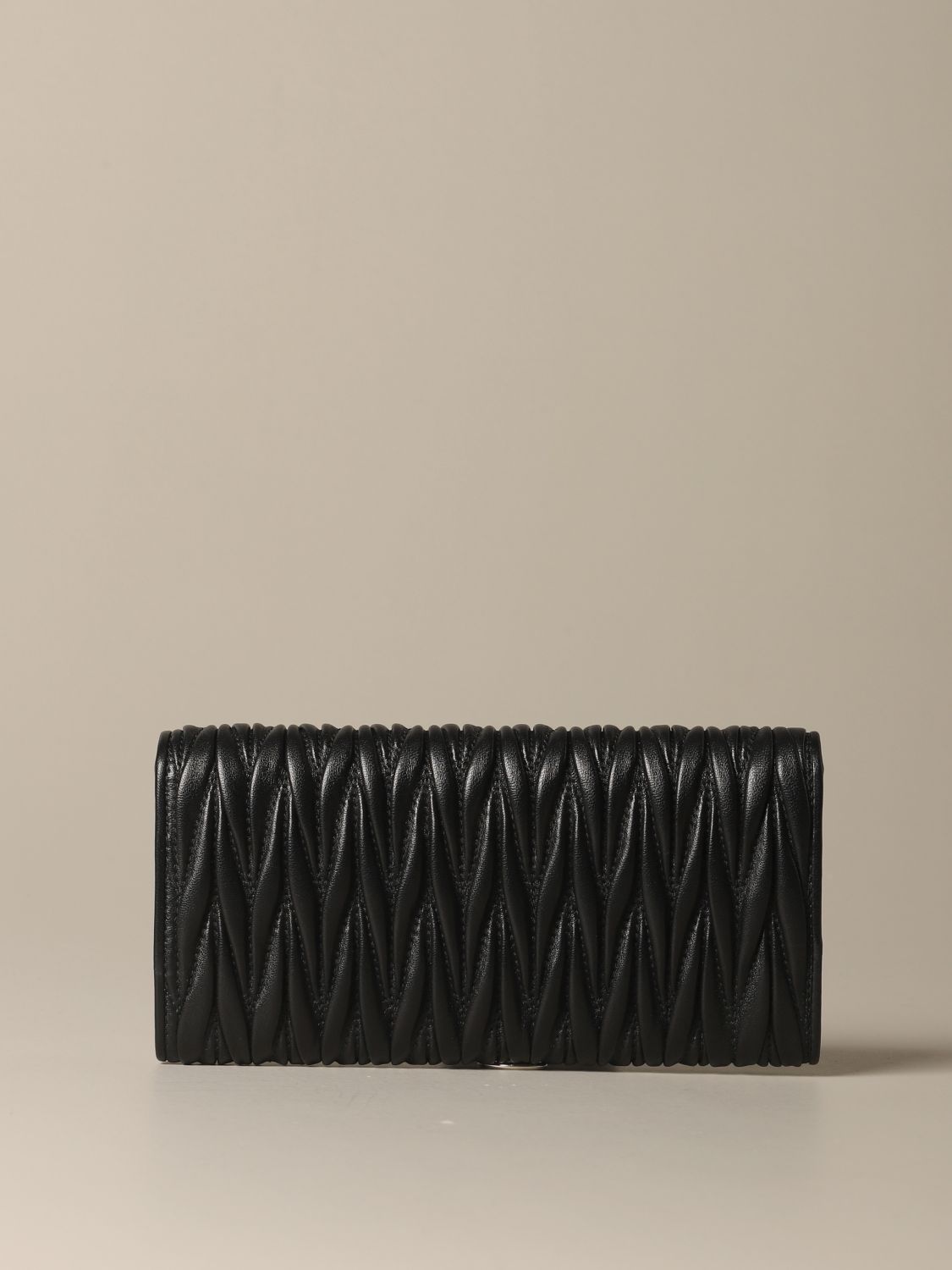 Miu Miu Wallet In Matelasse Leather Wallet Miu Miu Women Black Wallet Miu Miu 5mh109 N88 Giglio En