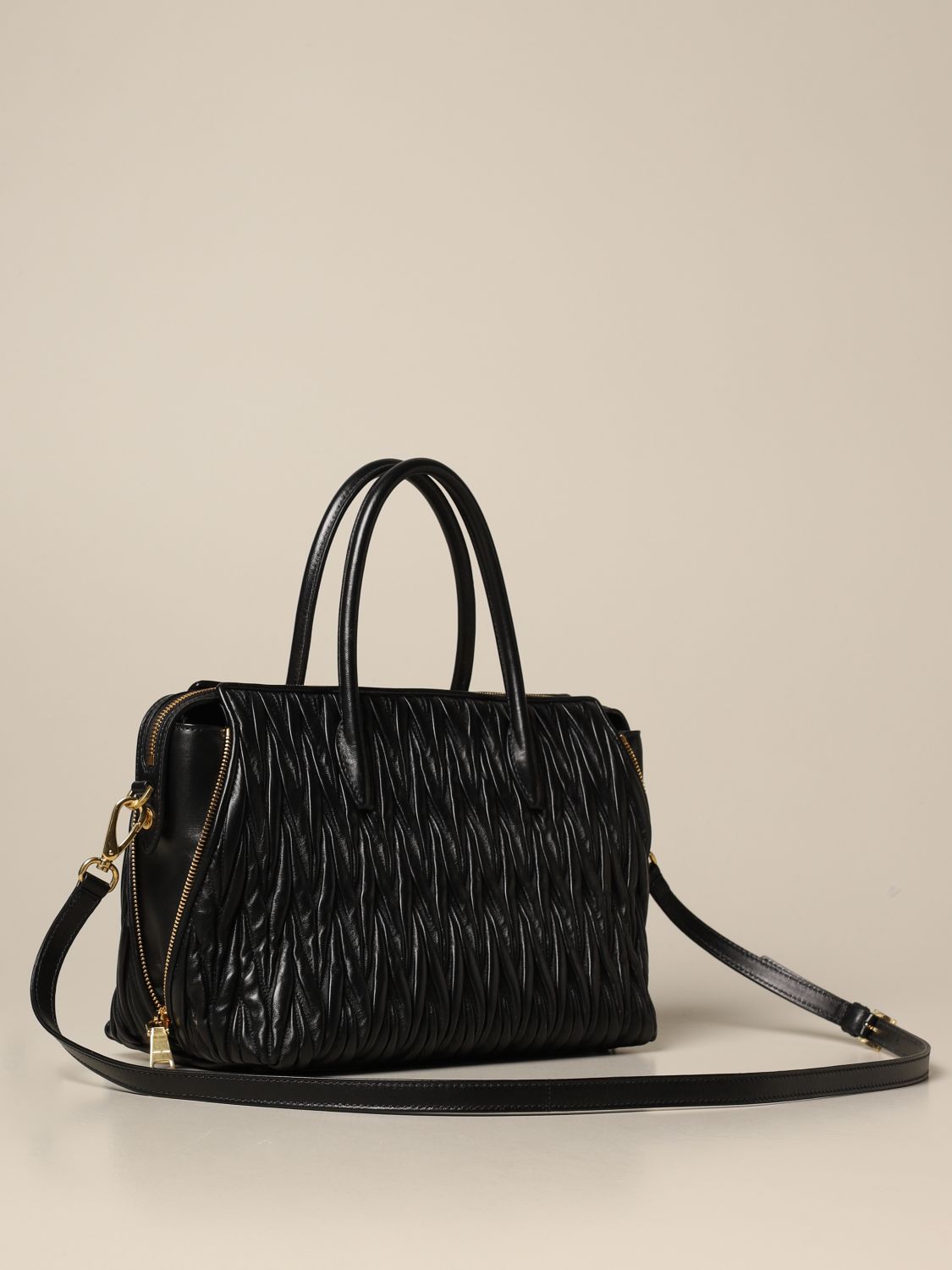 Bow bag leather handbag Miu Miu Black in Leather - 25803791