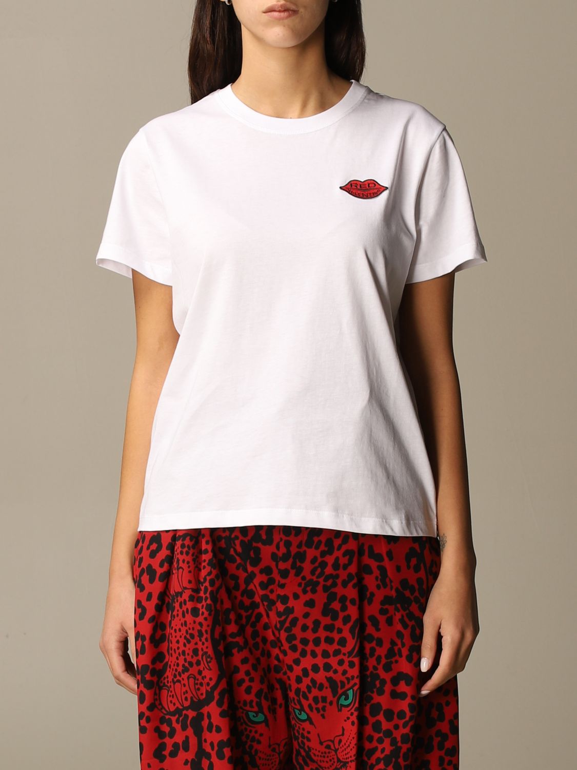 RED VALENTINO: T-shirt with mouth logo - White | Red Valentino t-shirt ...