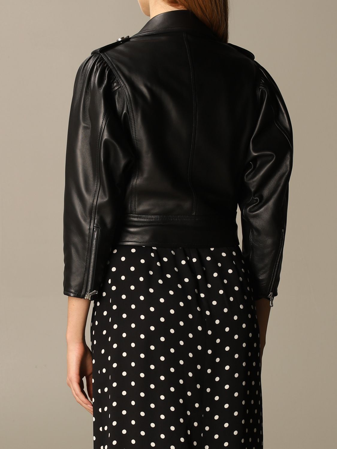 Red Valentino Outlet: Chiodo pelle maniche palloncino - Nero | Giacca Red  Valentino UR0NA02R 5G9 GIGLIO.COM