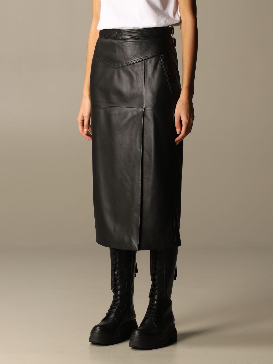Red Valentino Outlet: leather pencil skirt - Black | Red Valentino skirt 5HN online on GIGLIO.COM