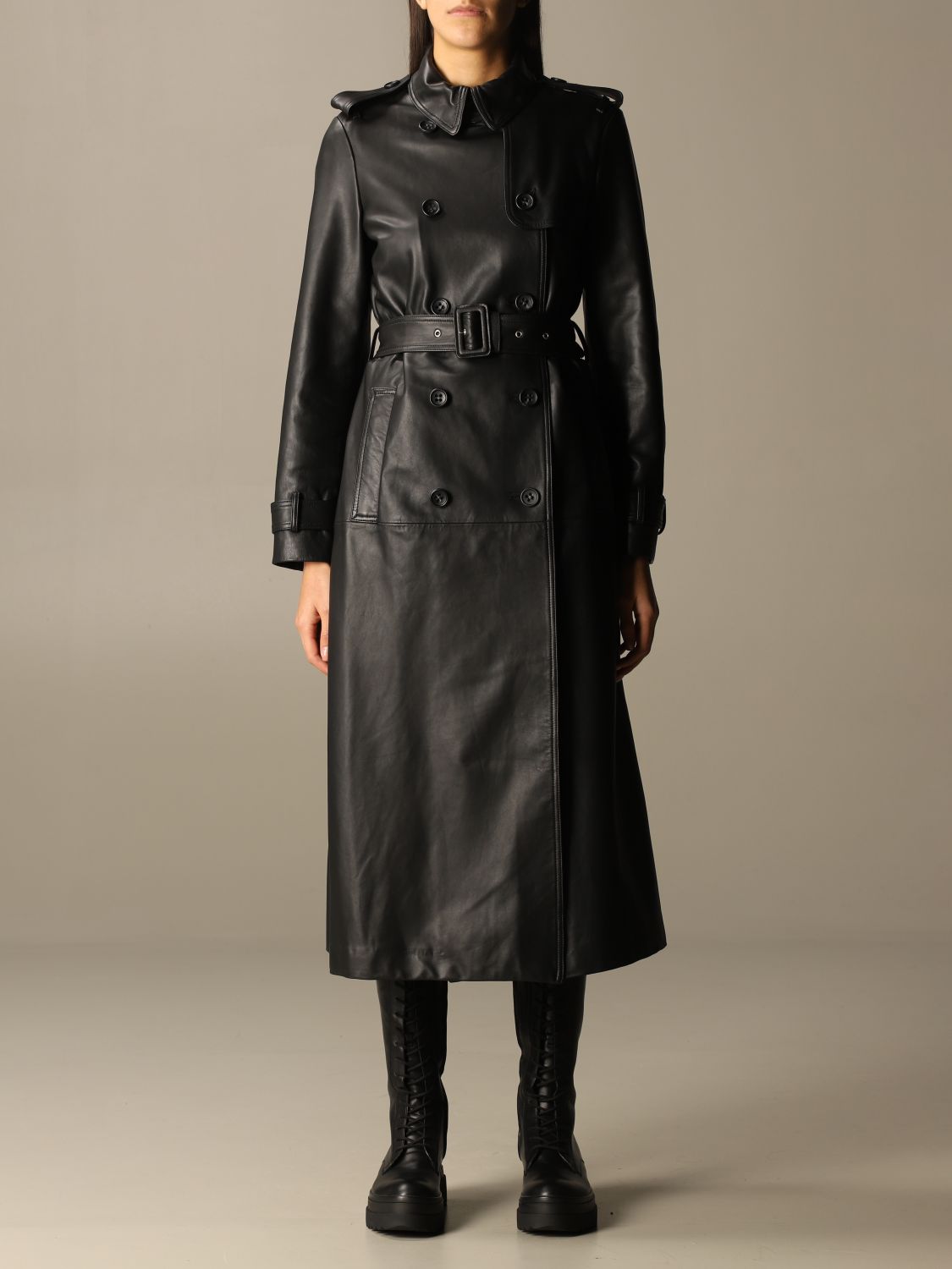 REDValentino Pleated Leather Trench Coat - Trench for Women