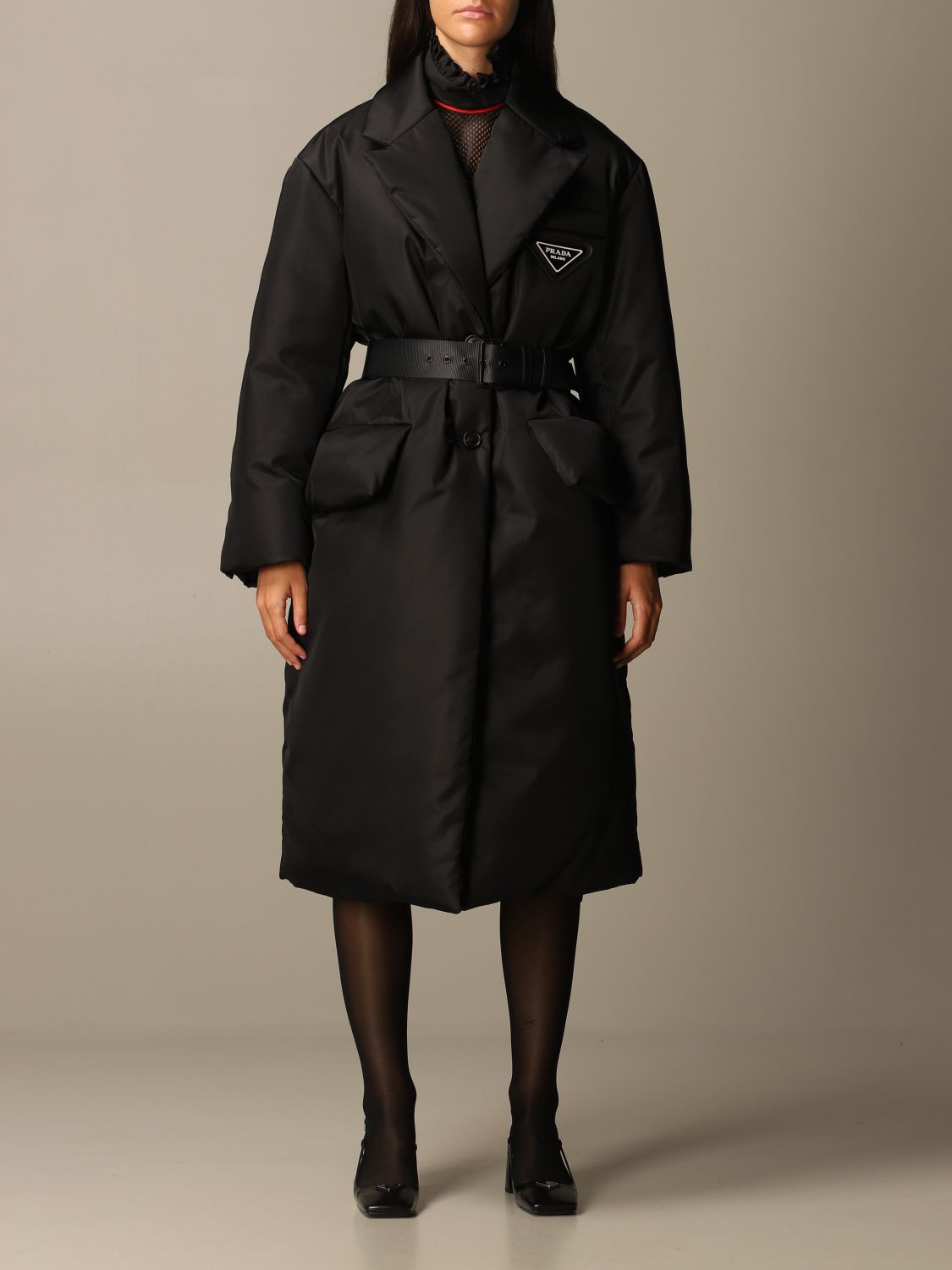 prada women's black coat