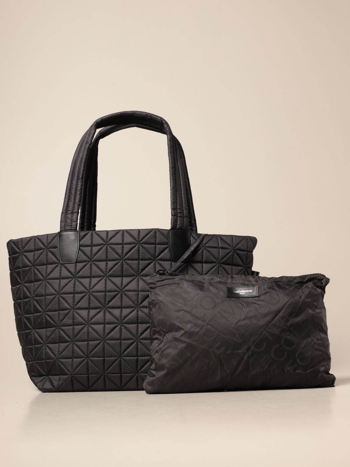 quilted nylon tote bag