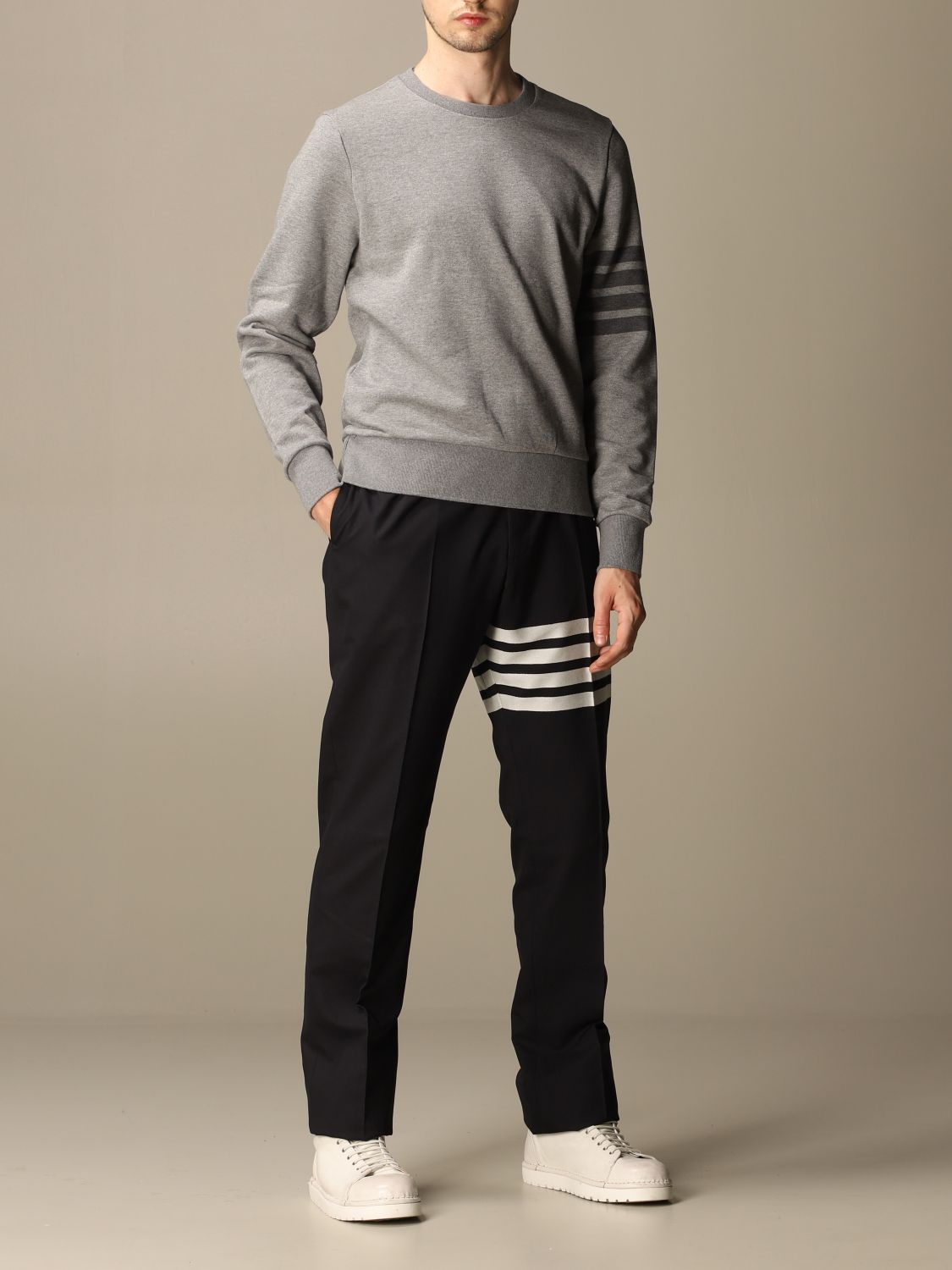 THOM BROWNE cotton sweater with bands Sweatshirt Thom Browne Men