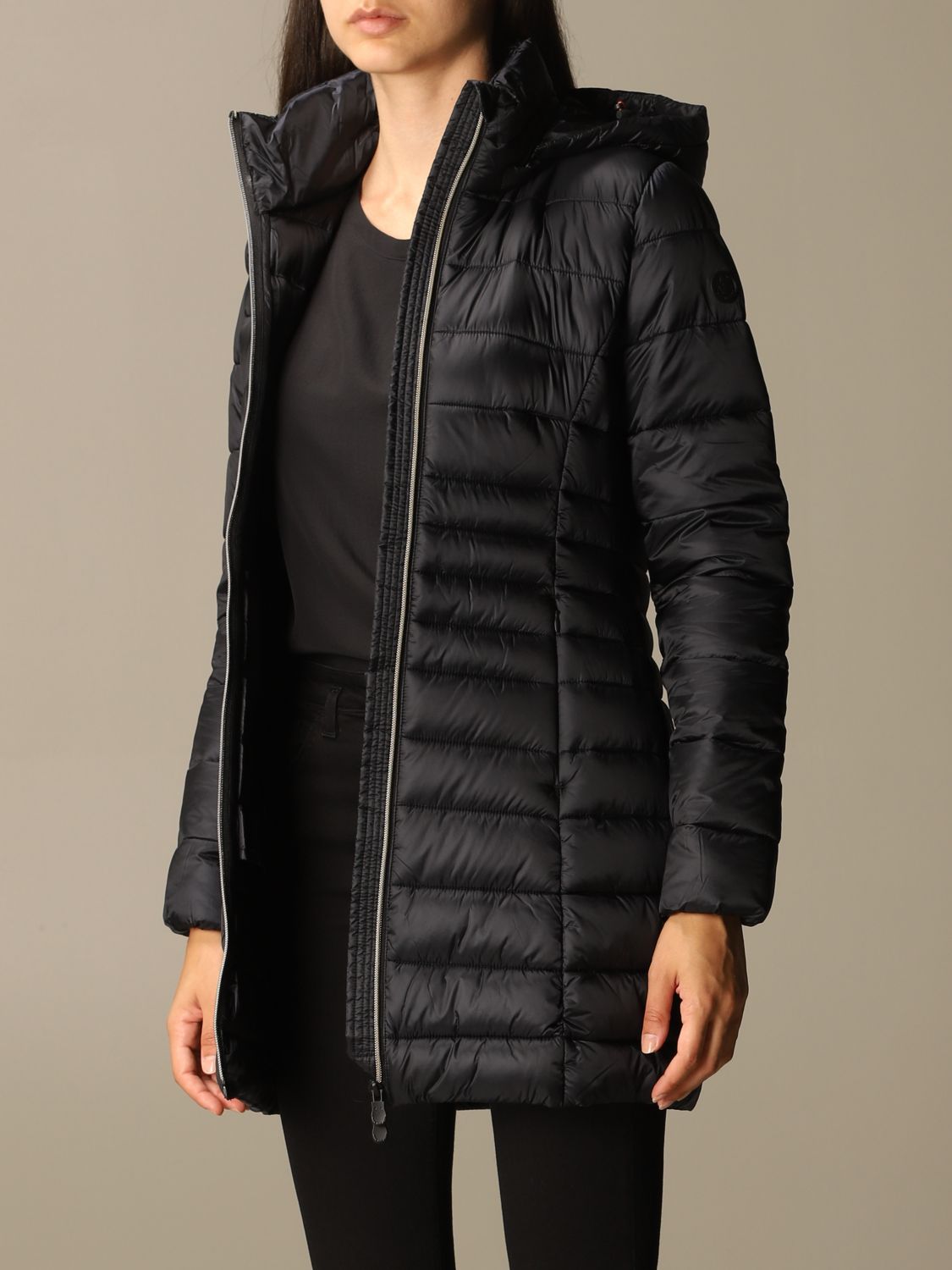 SAVE THE DUCK: Irisy down jacket in light nylon with hood - Black ...