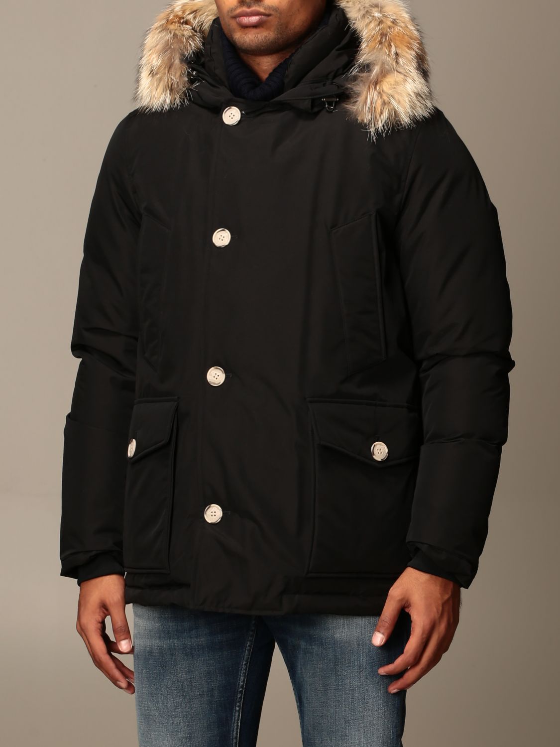 cilinder maaien mogelijkheid WOOLRICH: Arctic anorak parka with hood and fur edges - Black | Woolrich  jacket WOOU0272MR UT0001 online on GIGLIO.COM