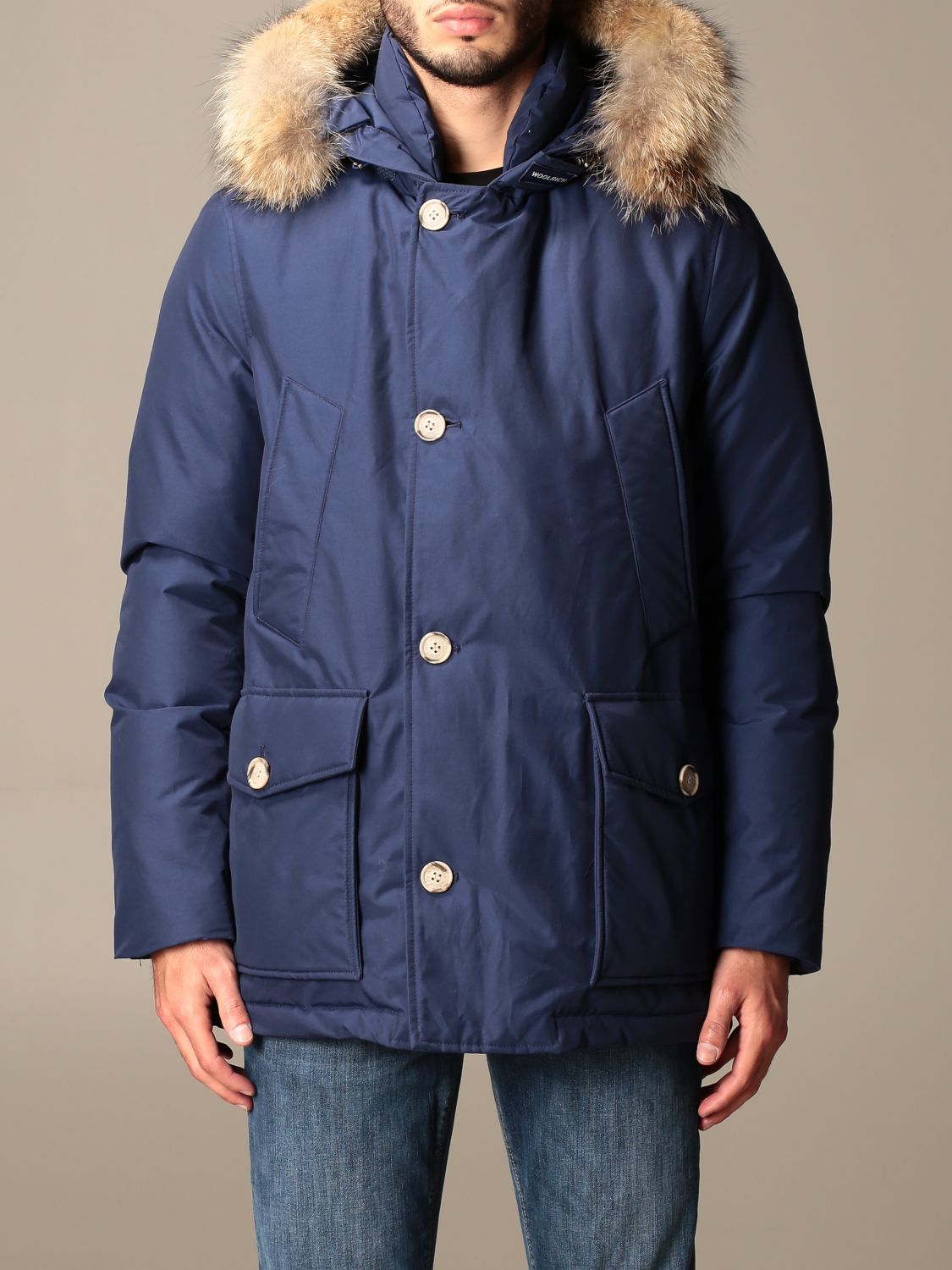 Kan niet lezen of schrijven Ontembare Sluiting WOOLRICH: Arctic anorak parka with hood and fur edges - Blue 1 | Woolrich  jacket WOOU0272MR UT0001 online on GIGLIO.COM