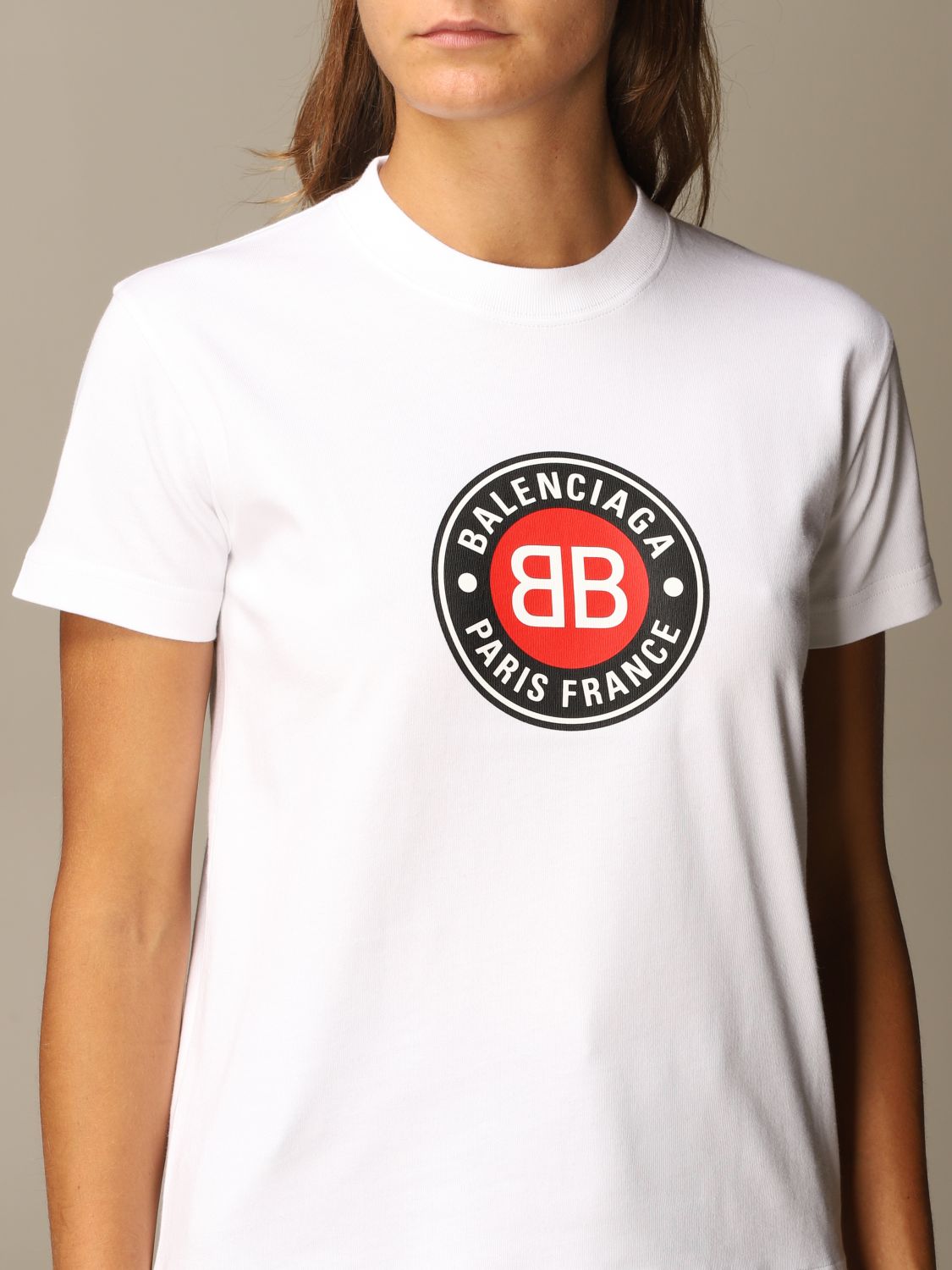 BALENCIAGA: vintage club t-shirt in cotton - White | T-Shirt Balenciaga 612964 TJVD6 GIGLIO.COM