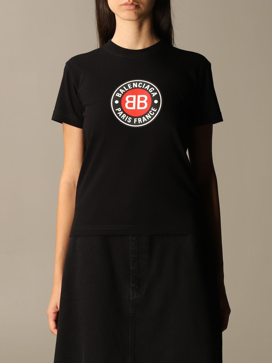 BALENCIAGA: vintage club t-shirt in cotton - Black | Balenciaga t-shirt