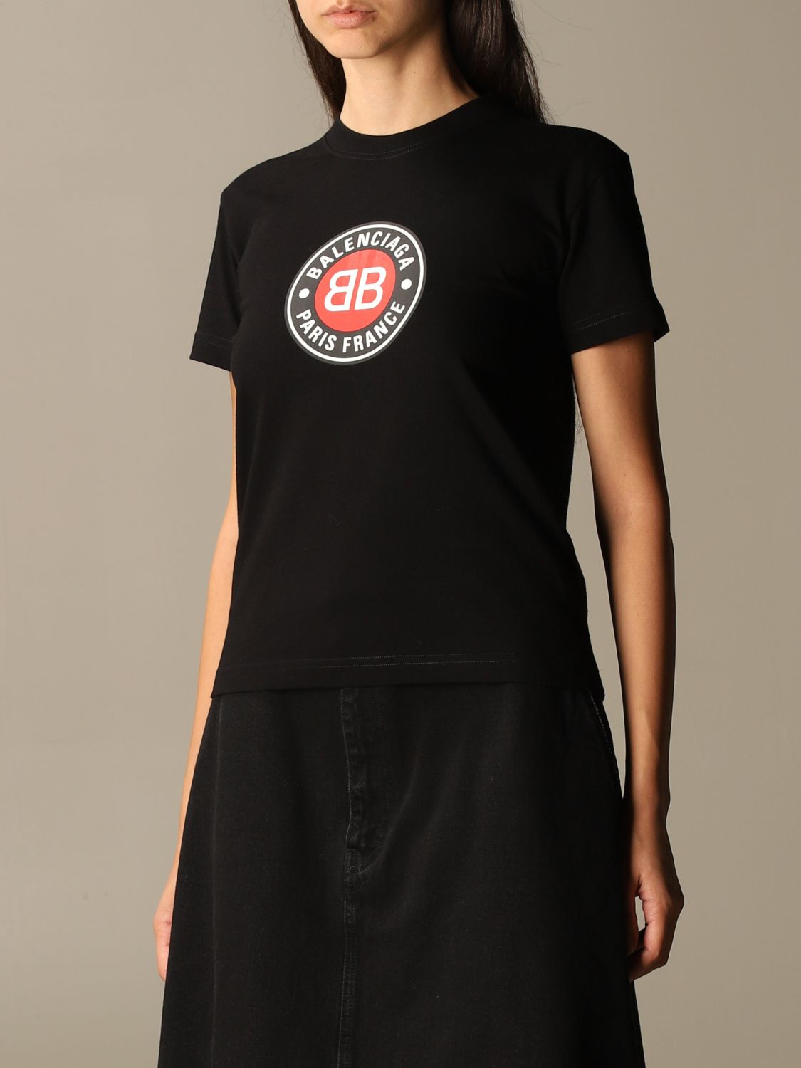 BALENCIAGA: vintage club t-shirt in cotton - Black | Balenciaga t-shirt 612964 TJVD6 online on 