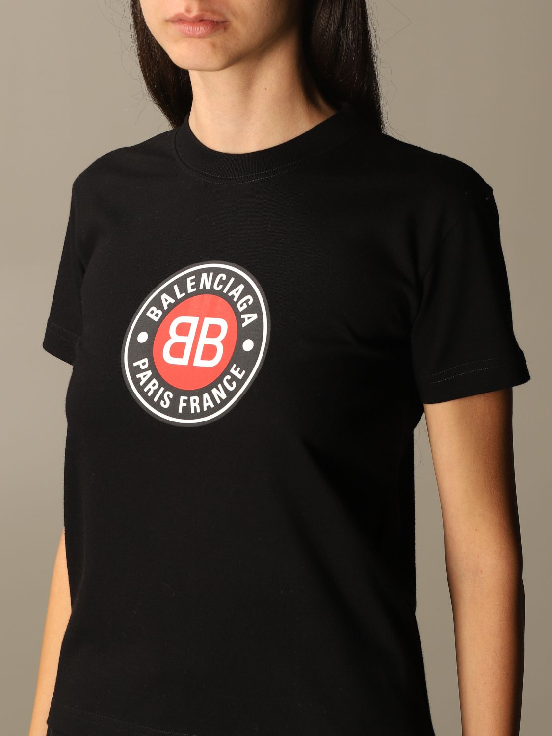 BALENCIAGA: vintage club t-shirt in cotton - Black | Balenciaga t-shirt 612964 TJVD6 online on 