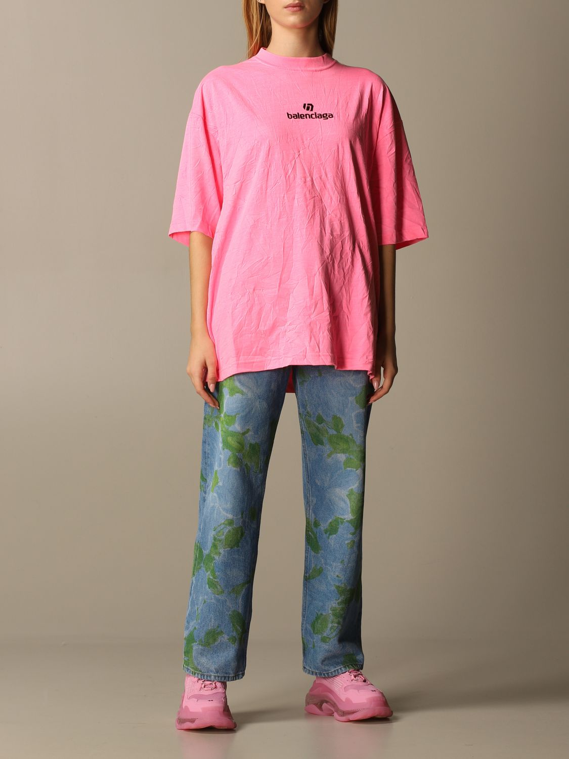 BALENCIAGA: T-shirt women - Pink | T-Shirt Balenciaga 641532 TJVA9 ...