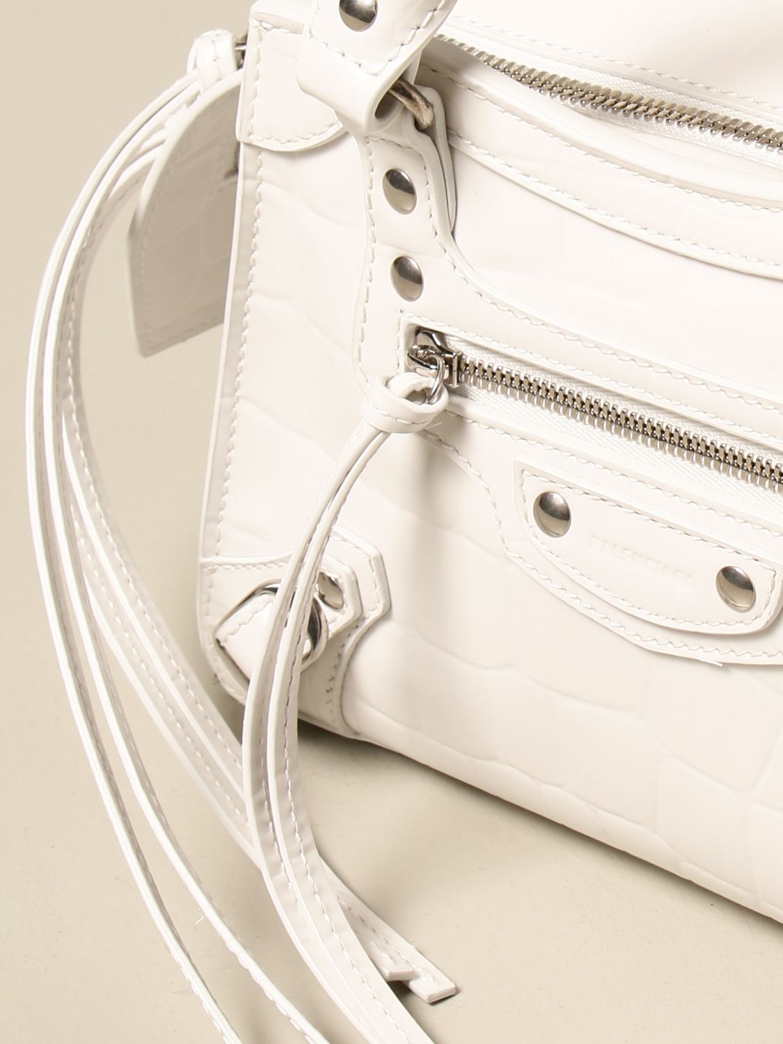 Neo classic city bag in crocodile print leather - White | shoulder bag 638524 15V1Y on GIGLIO.COM