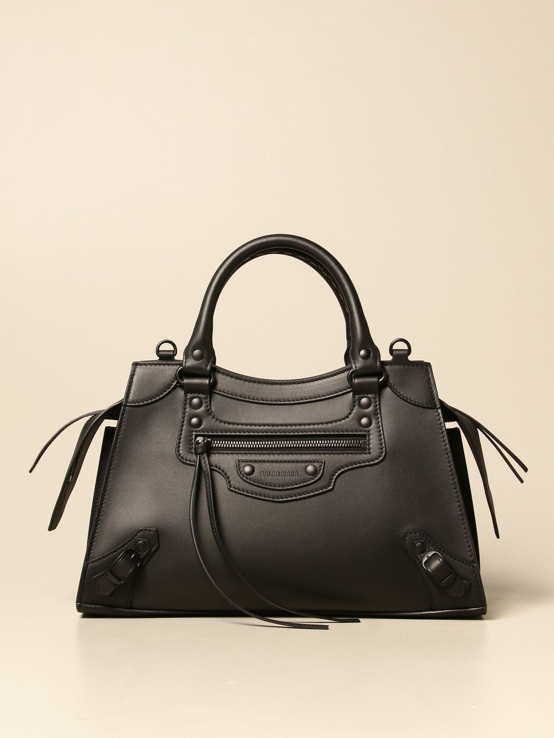 BALENCIAGA: Neo classic city S leather bag - Black | Shoulder Bag ...