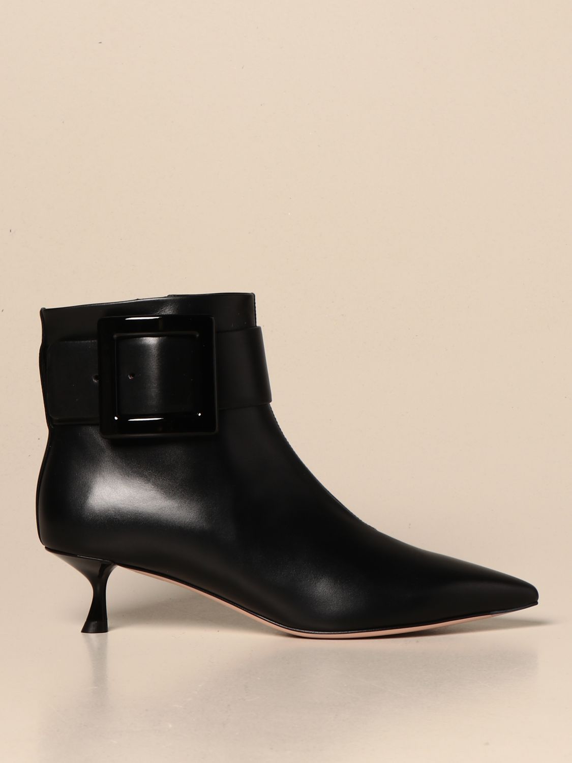 black leather flat booties