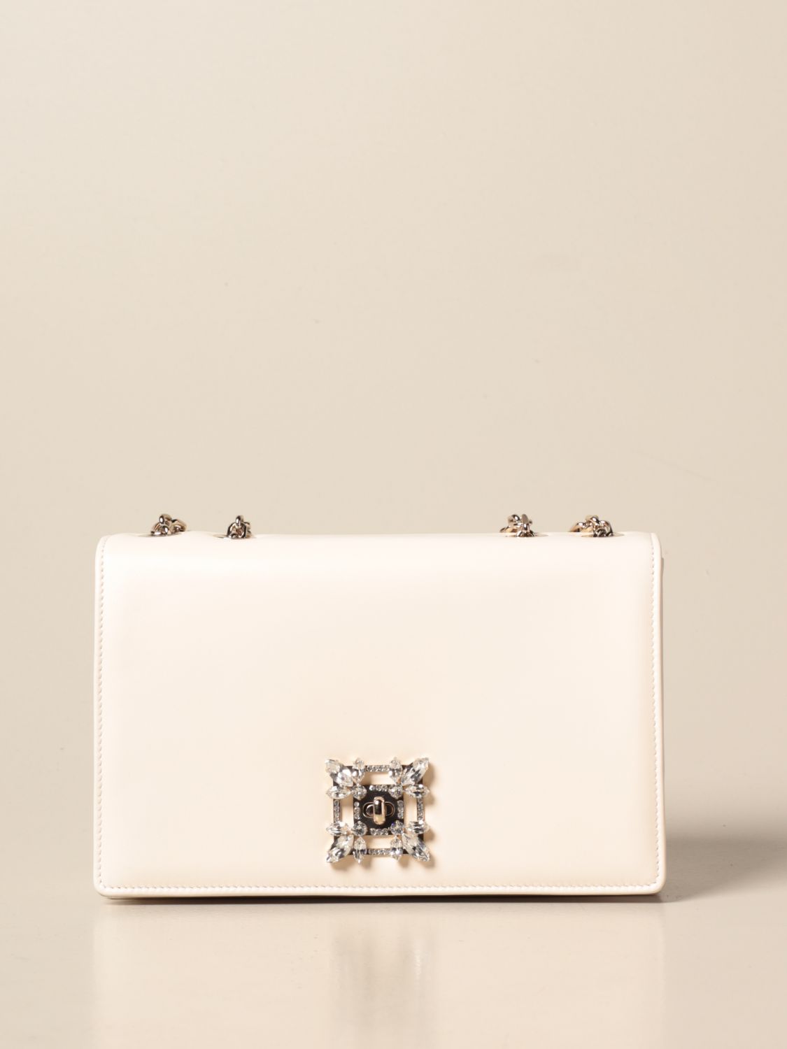 ROGER VIVIER: Miss Vivier bag in leather with crystal buckle - Yellow ...
