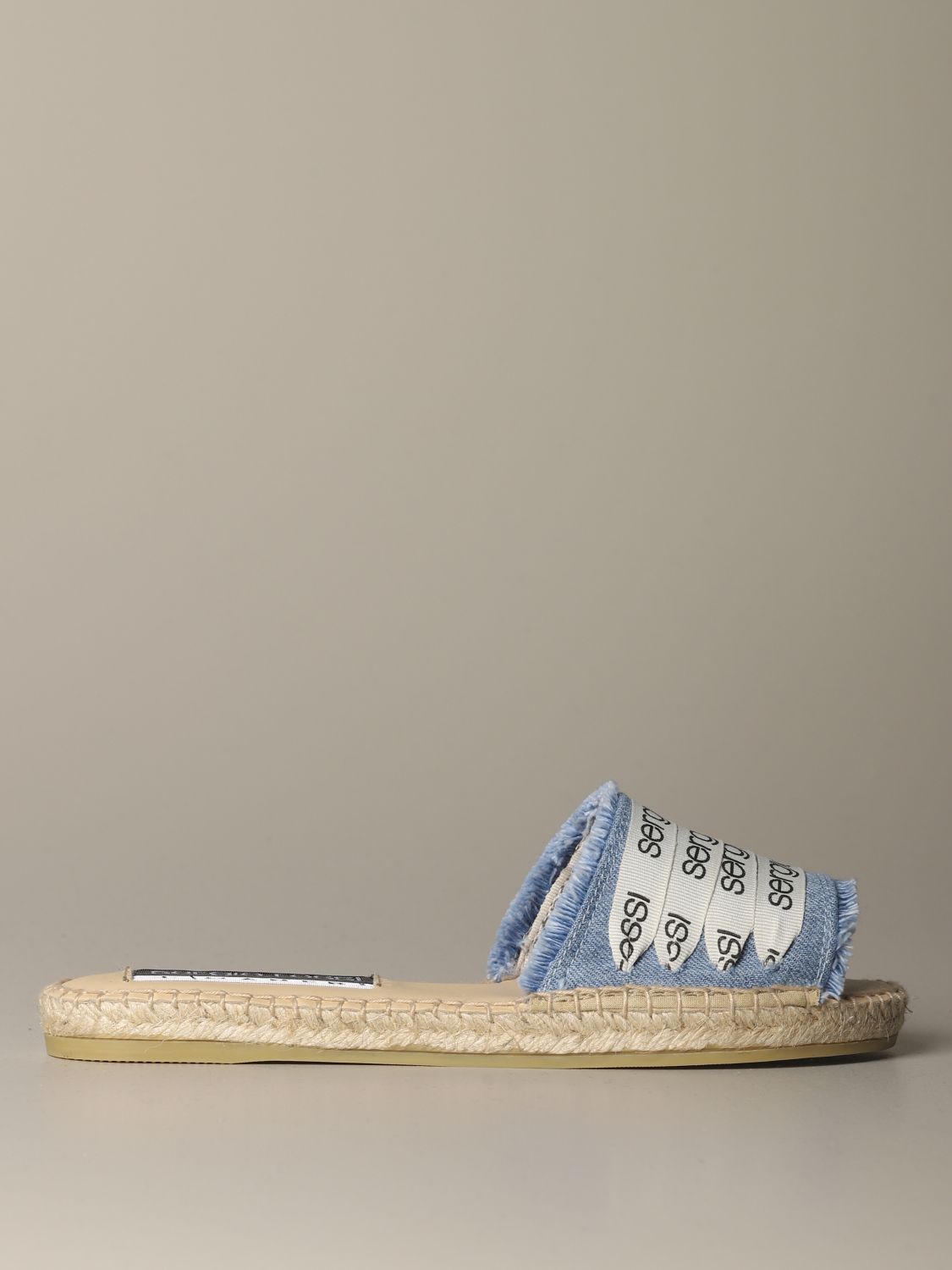 Sergio Rossi Outlet: + Manebì flat sandal in denim - Denim | Flat Sandals Sergio  Rossi A89180 MFN864 GIGLIO.COM