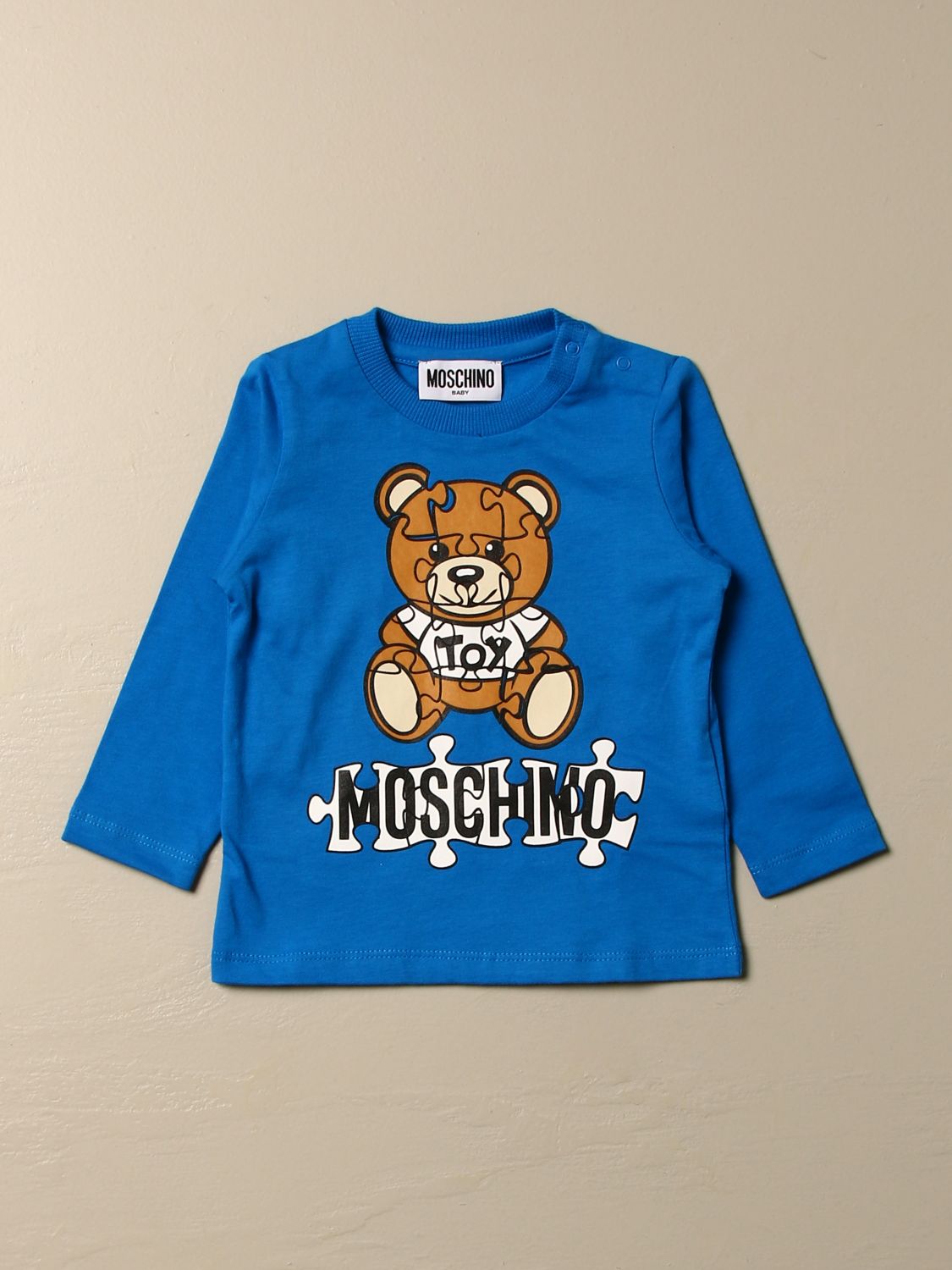 Moschino Baby Outlet sweater with Teddy puzzle Royal Blue TShirt Moschino Baby MNO000