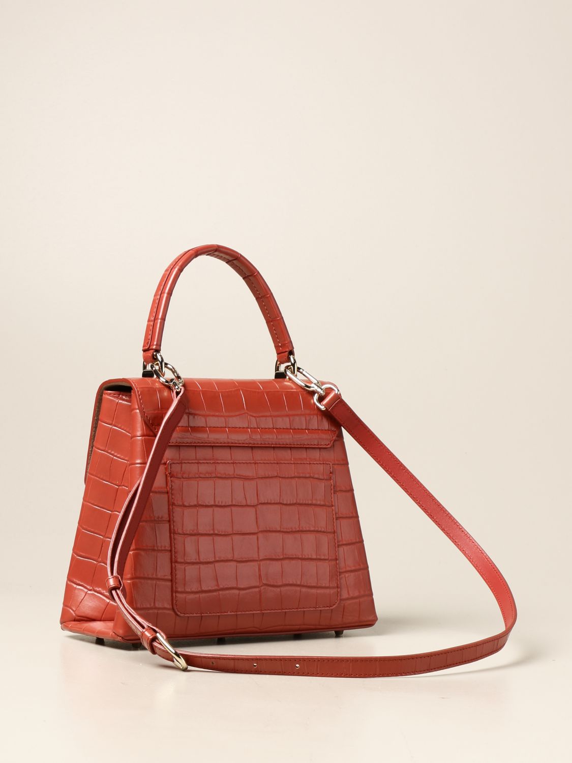 1927 Furla Bag In Crocodile Print Leather Handbag Furla Women Brick