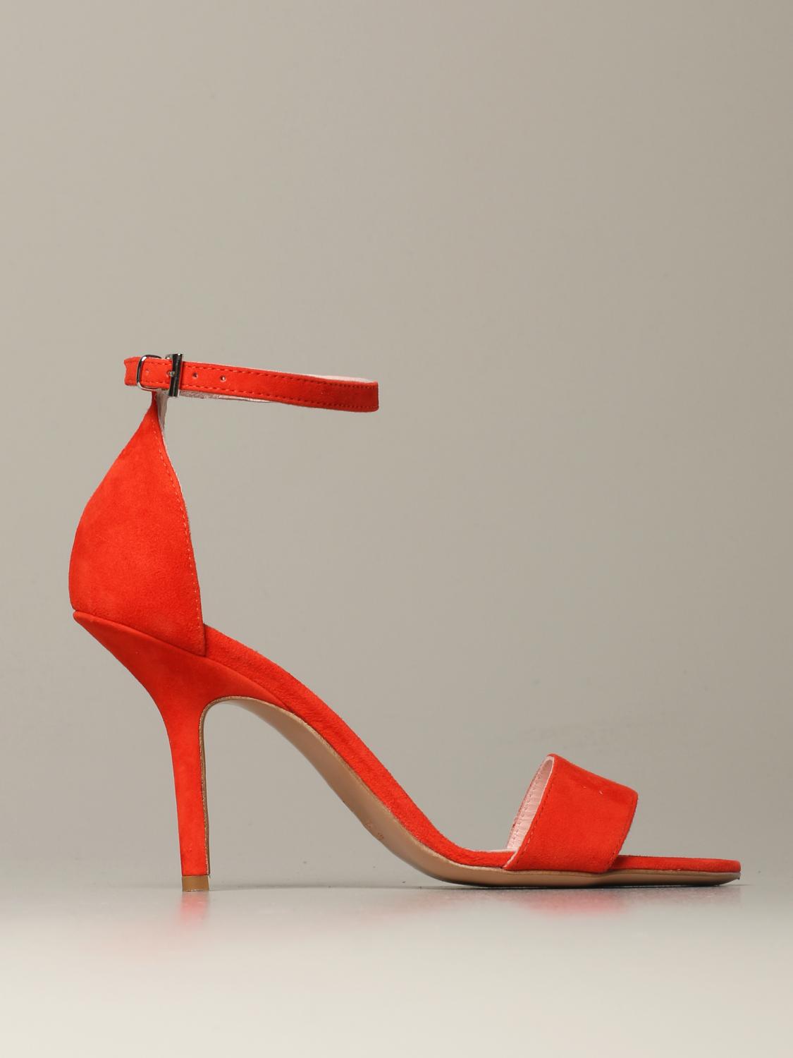 orange heeled sandals