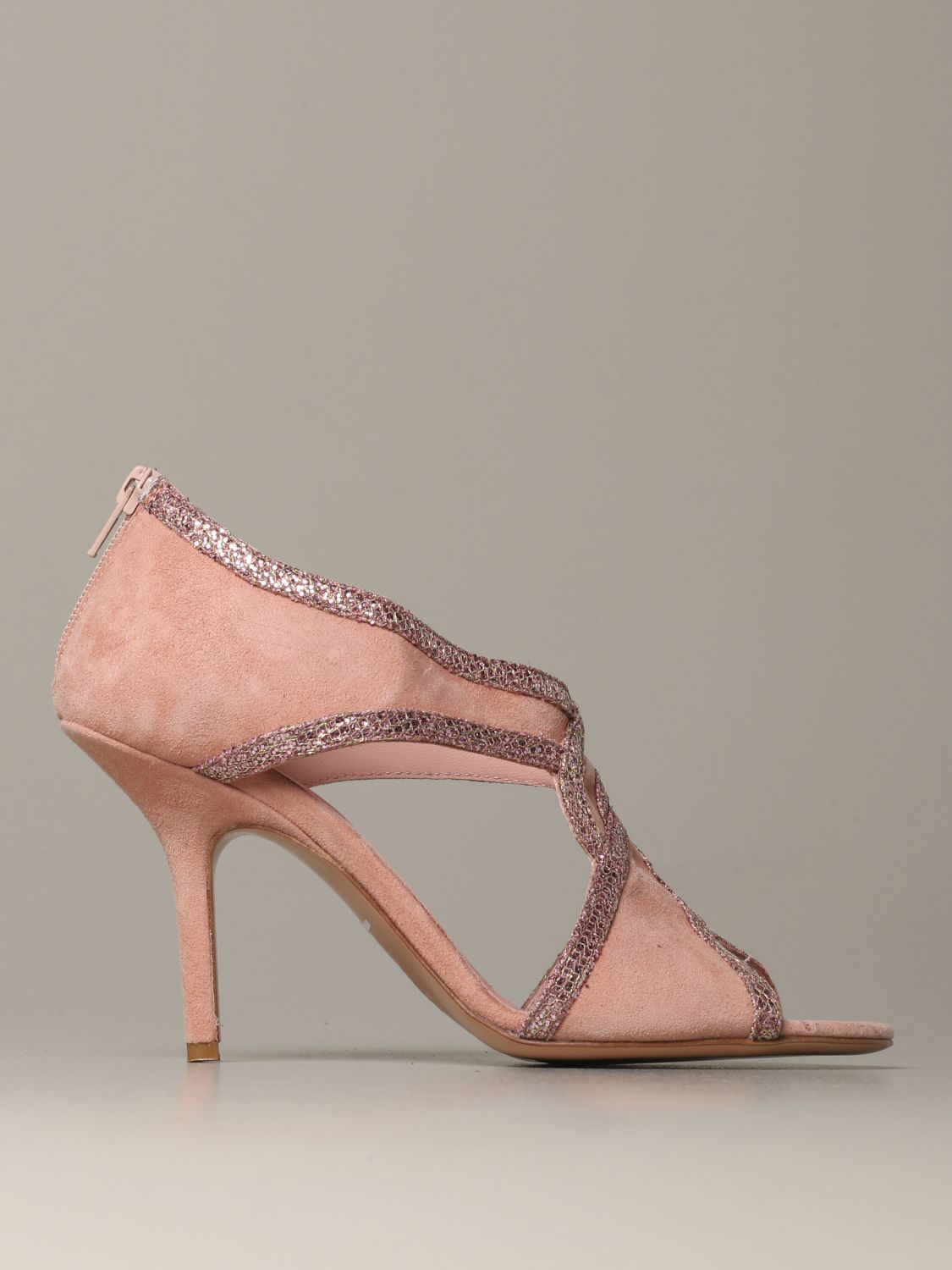 blush pink heeled sandals