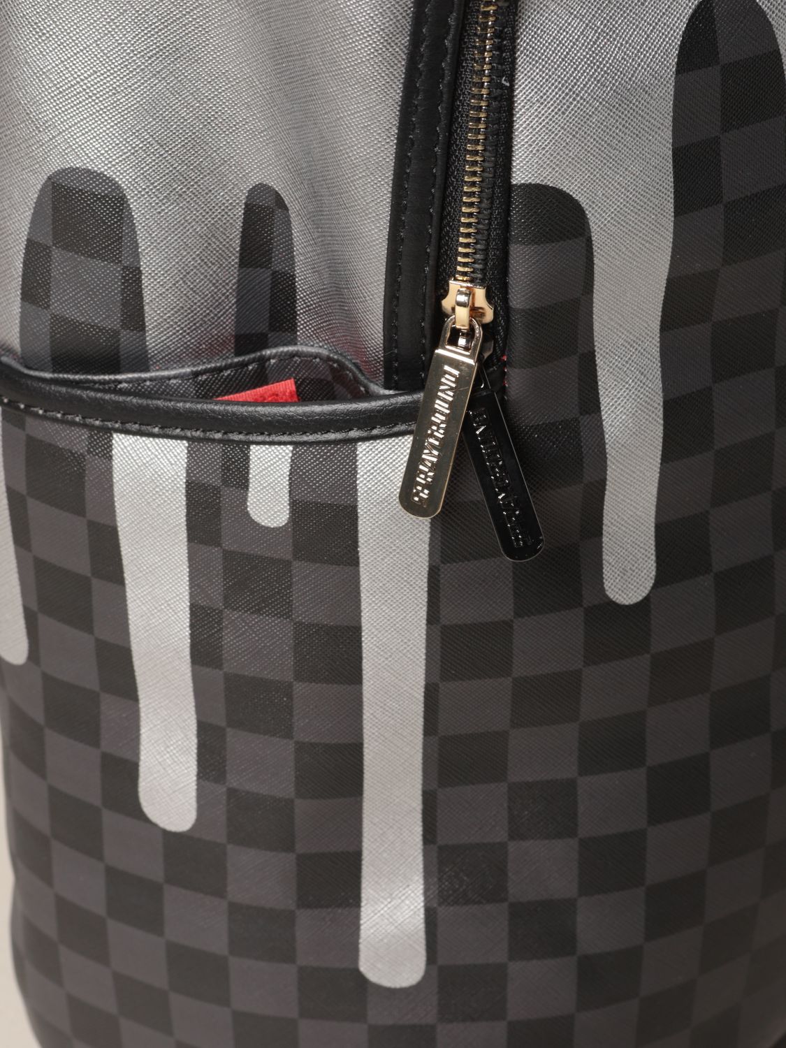 SPRAYGROUND: duble drips print backpack in printed vegan leather - Brown