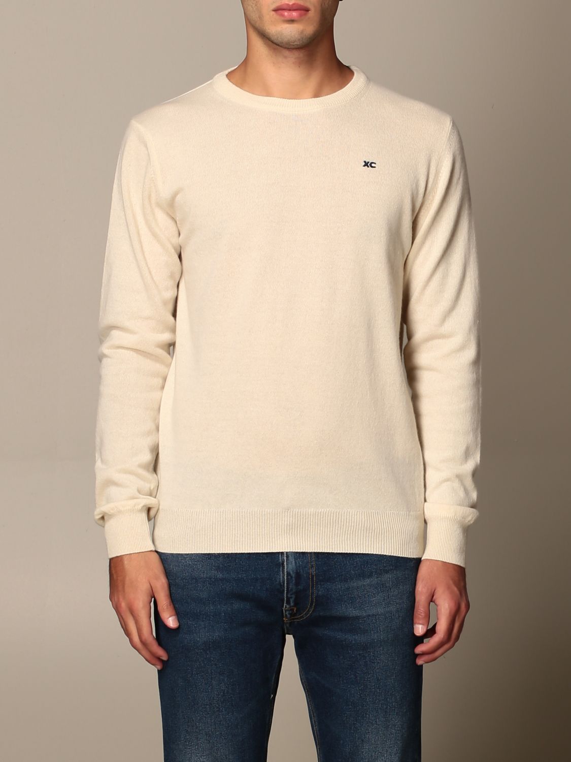 Xc Outlet: sweater in basic eco cashmere with logo - Yellow Cream | Xc ...
