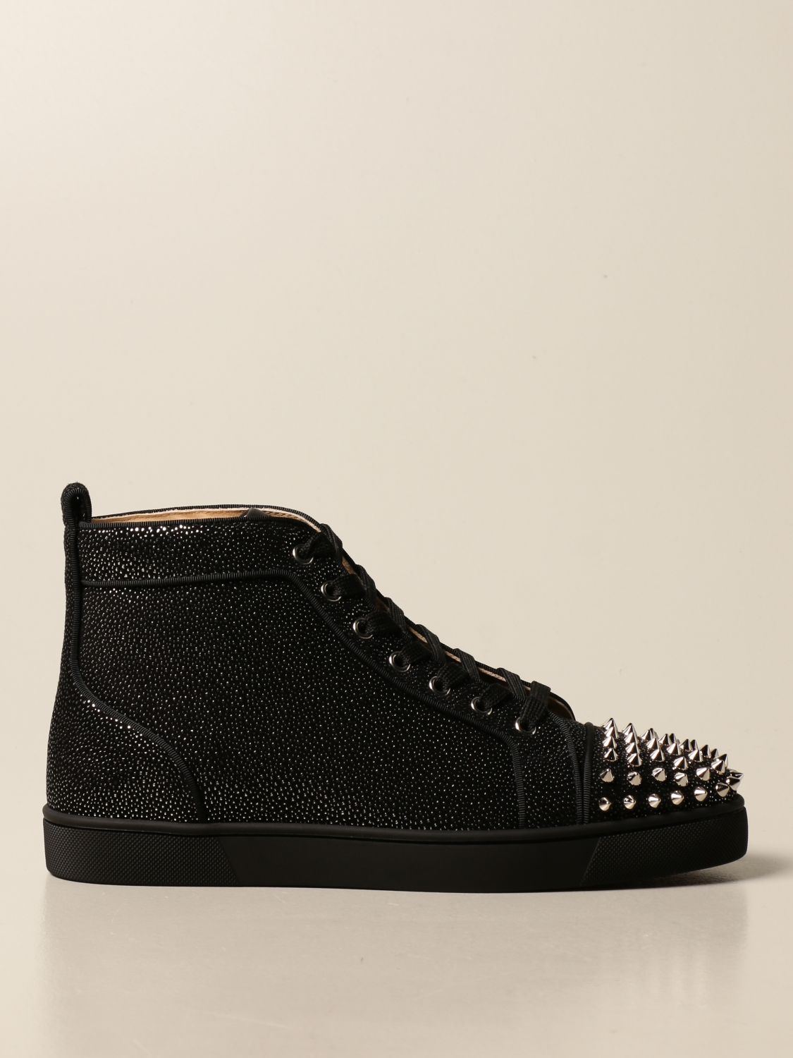 CHRISTIAN LOUBOUTIN: Lou Spikes Orlato sneakers in suede - Black ...