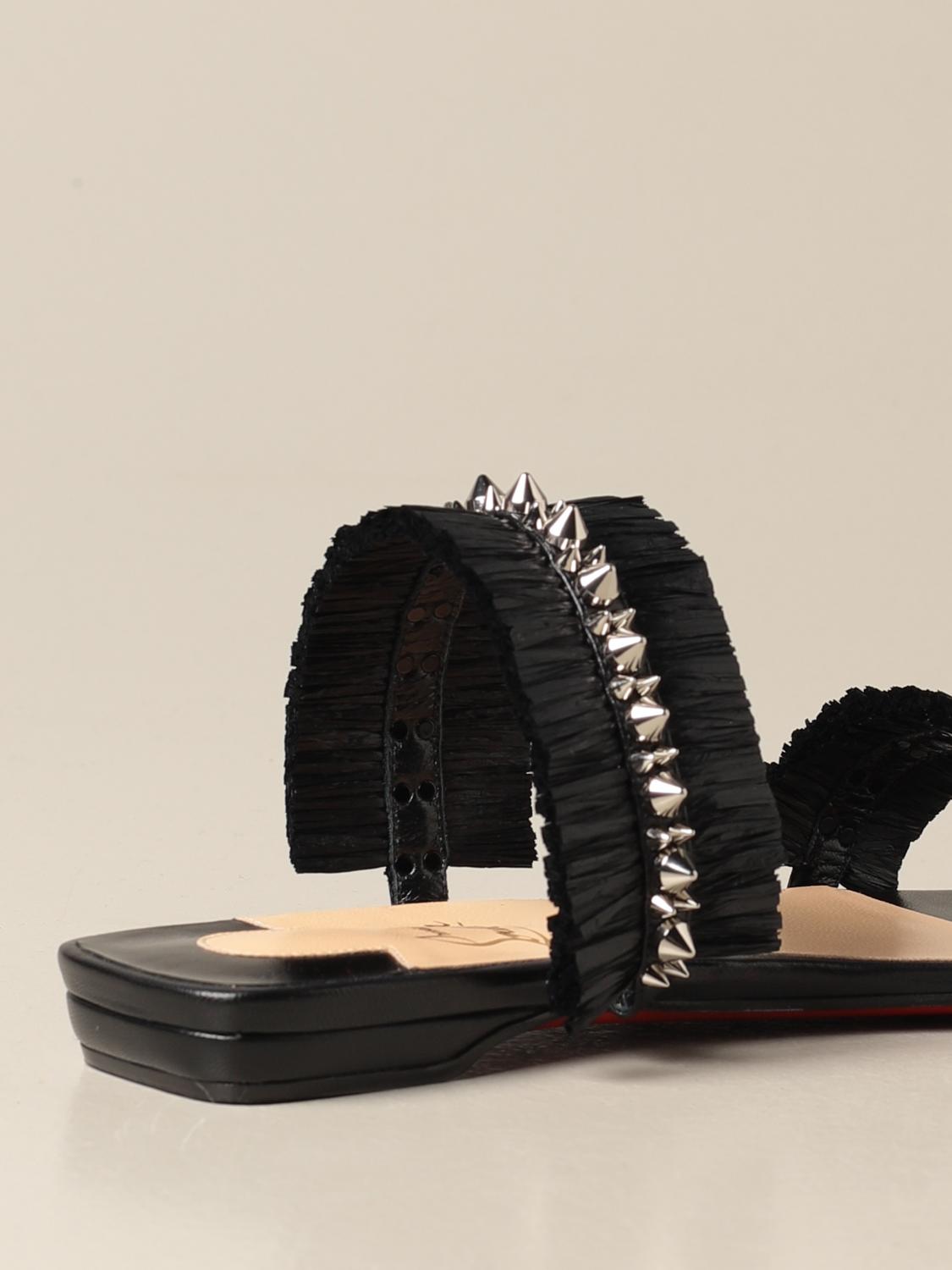 black flat sandals with studs