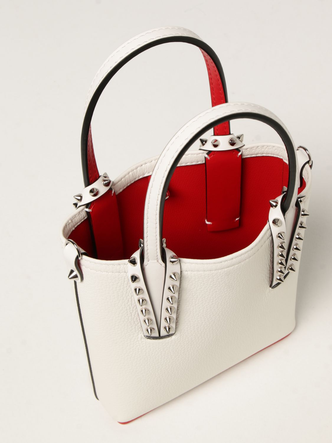 CHRISTIAN LOUBOUTIN: mini Cabata bag in leather with spikes | Mini Bag ...