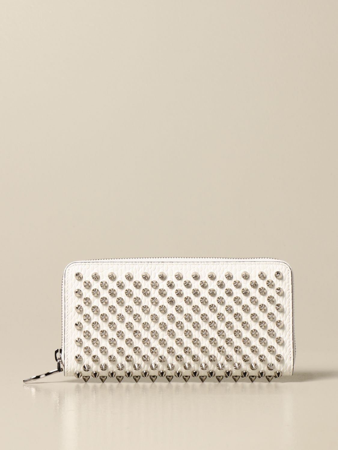 new CHRISTIAN LOUBOUTIN Panettone metallic silver spiked continental long  wallet at 1stDibs