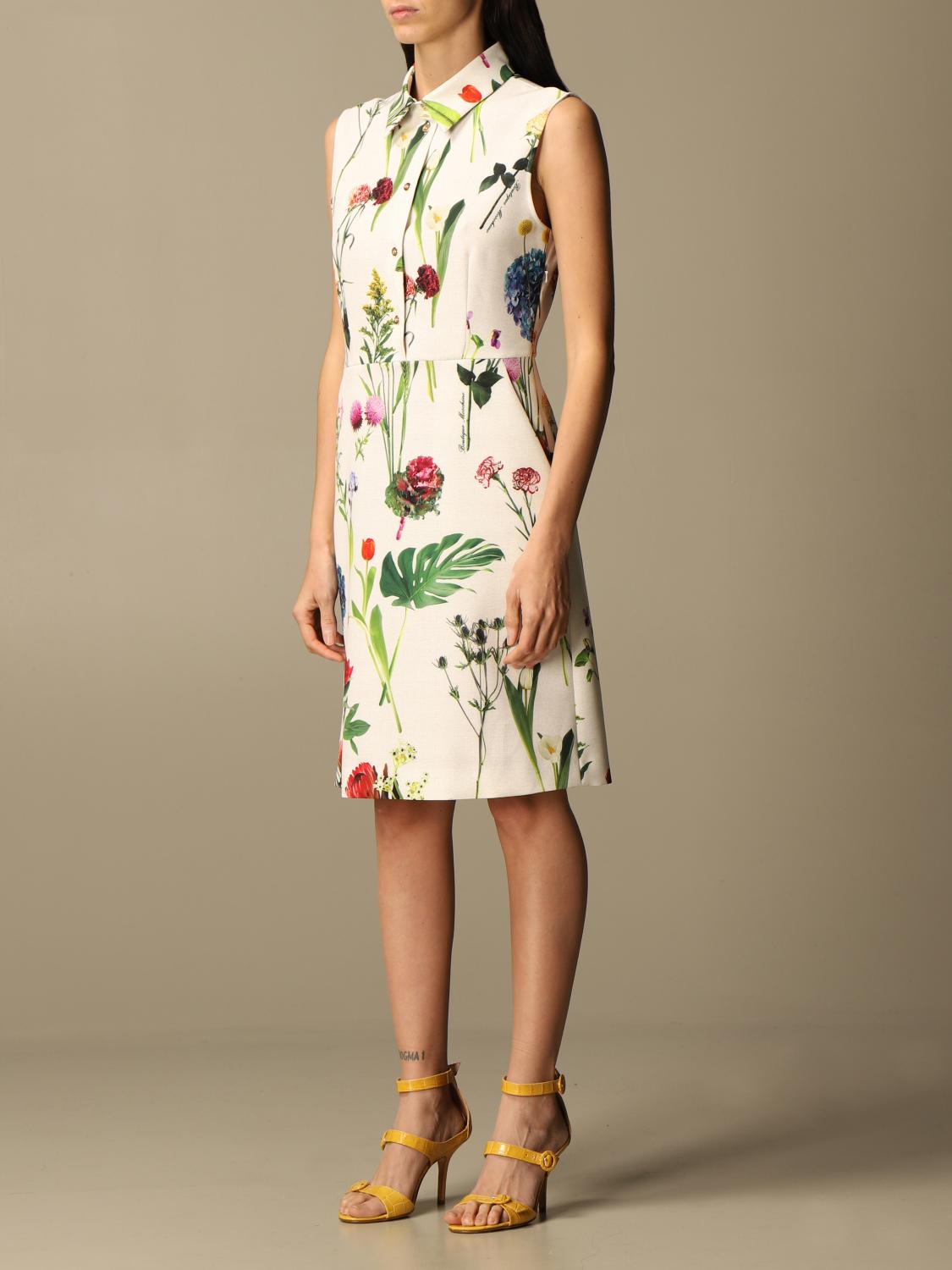 BOUTIQUE MOSCHINO: Abito corto in cady a fantasia botanica - Bianco | Abito  Boutique Moschino 0419 1153 GIGLIO.COM