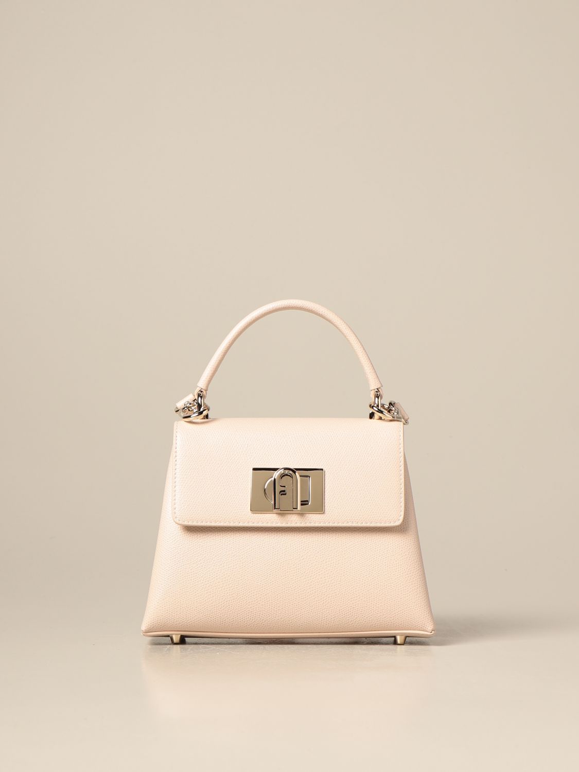FURLA: 1927 bag in grained leather - Blush Pink | Furla shoulder bag ...