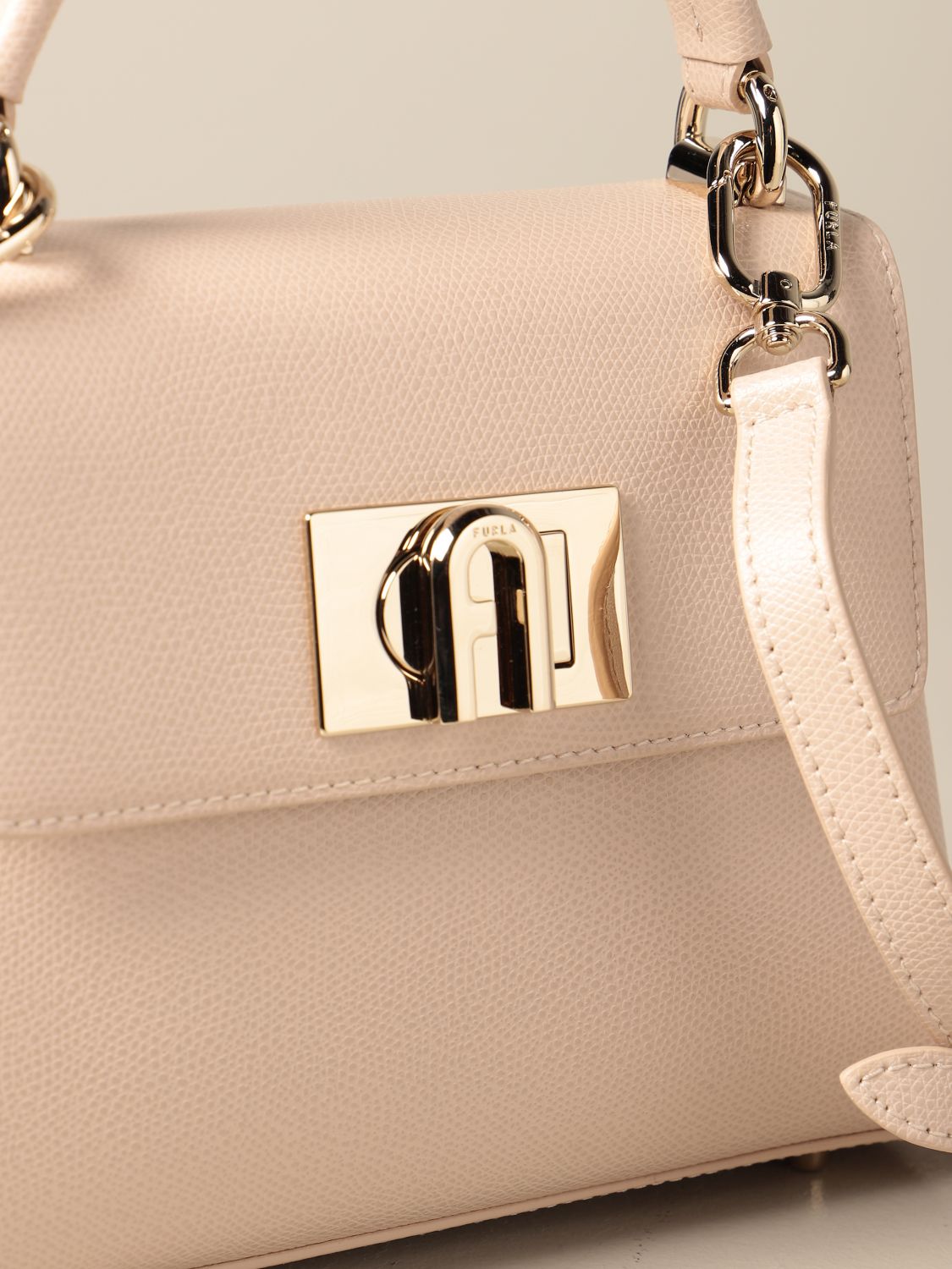 FURLA: 1927 bag in grained leather - Blush Pink | Furla shoulder bag ...