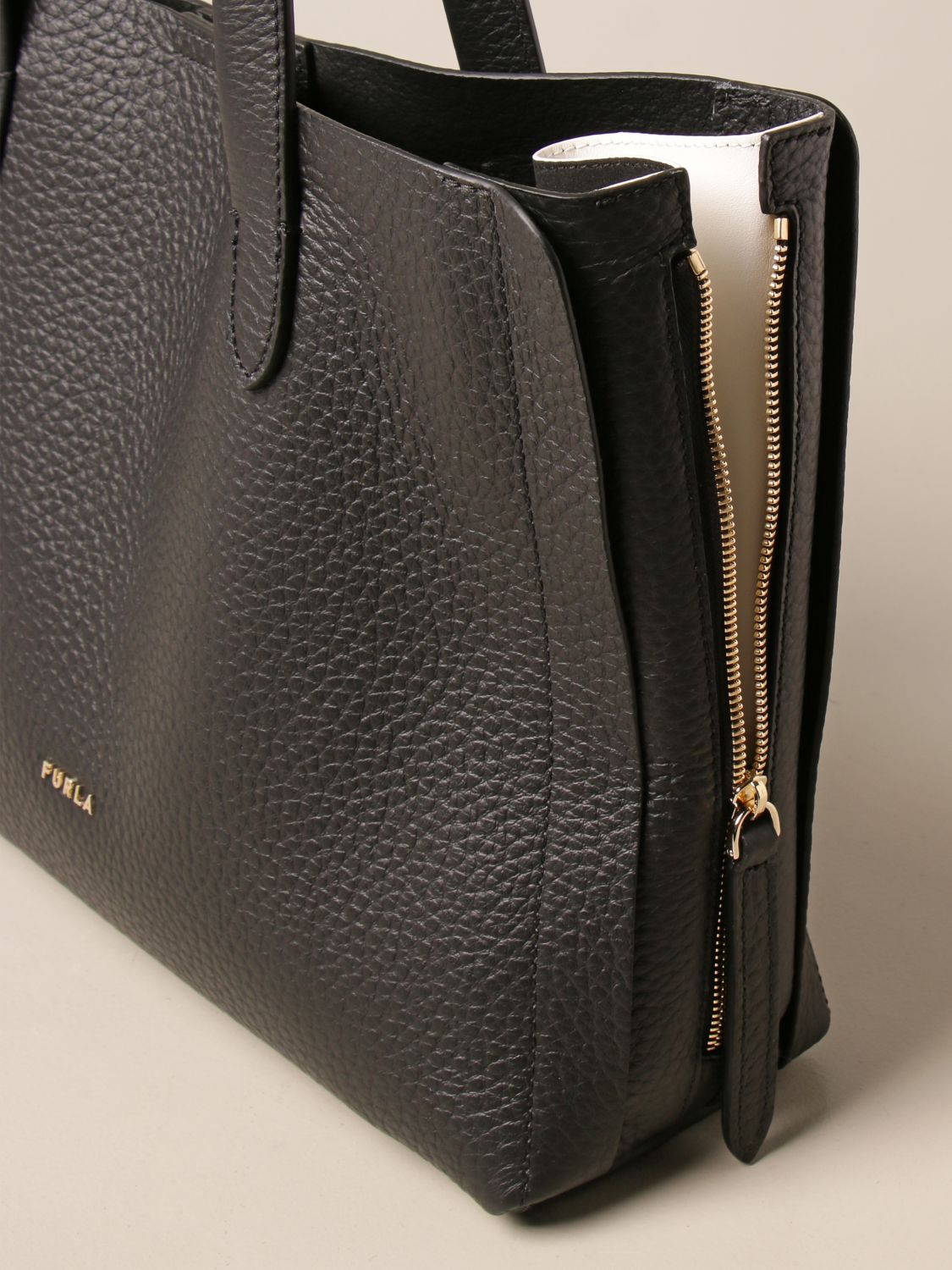FURLA: Grace bag in hammered leather | Tote Bags Furla Women Black ...