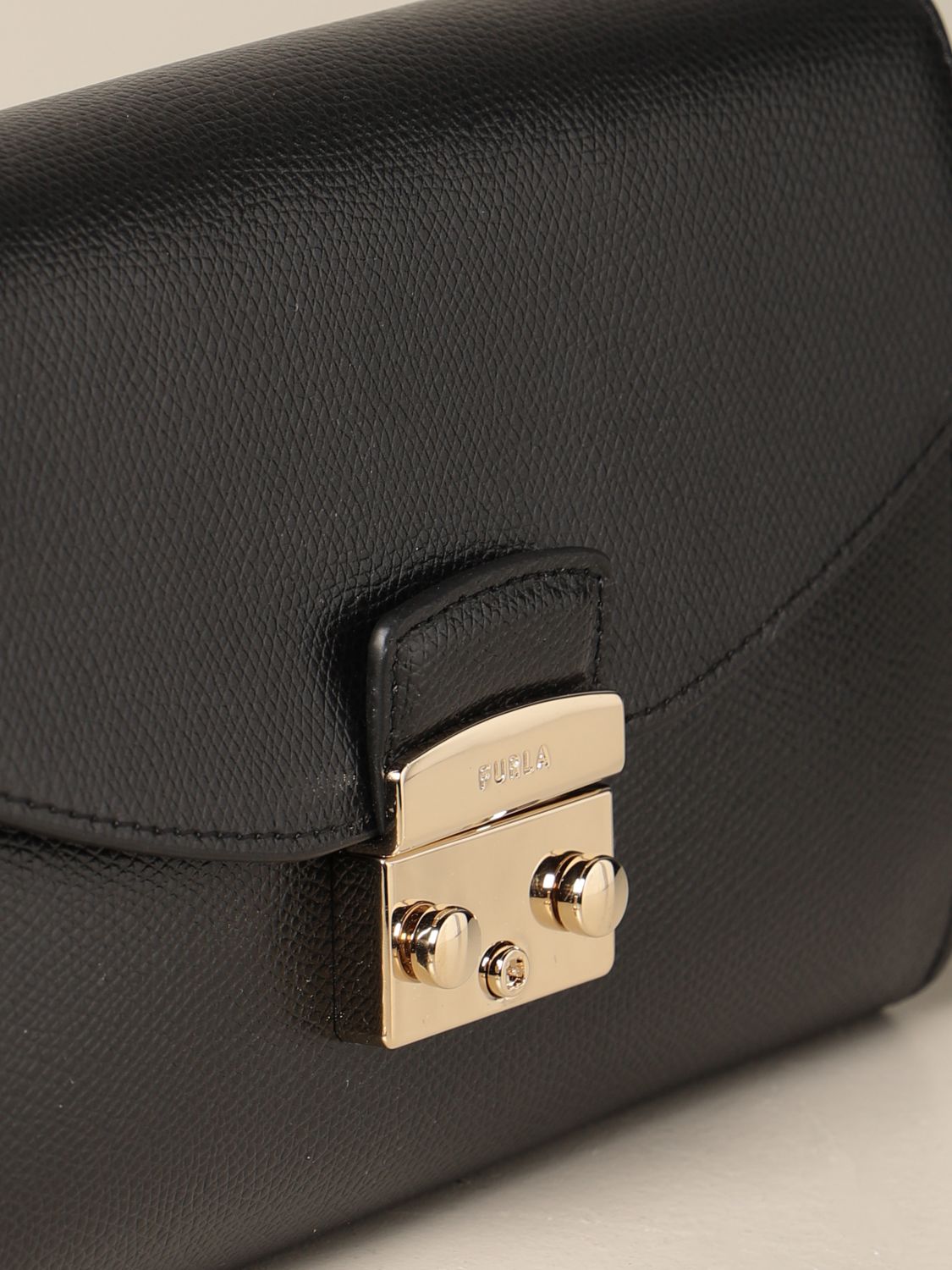 FURLA: Metropolis bag in grained leather - Black | Clutch Furla WE00120 ...