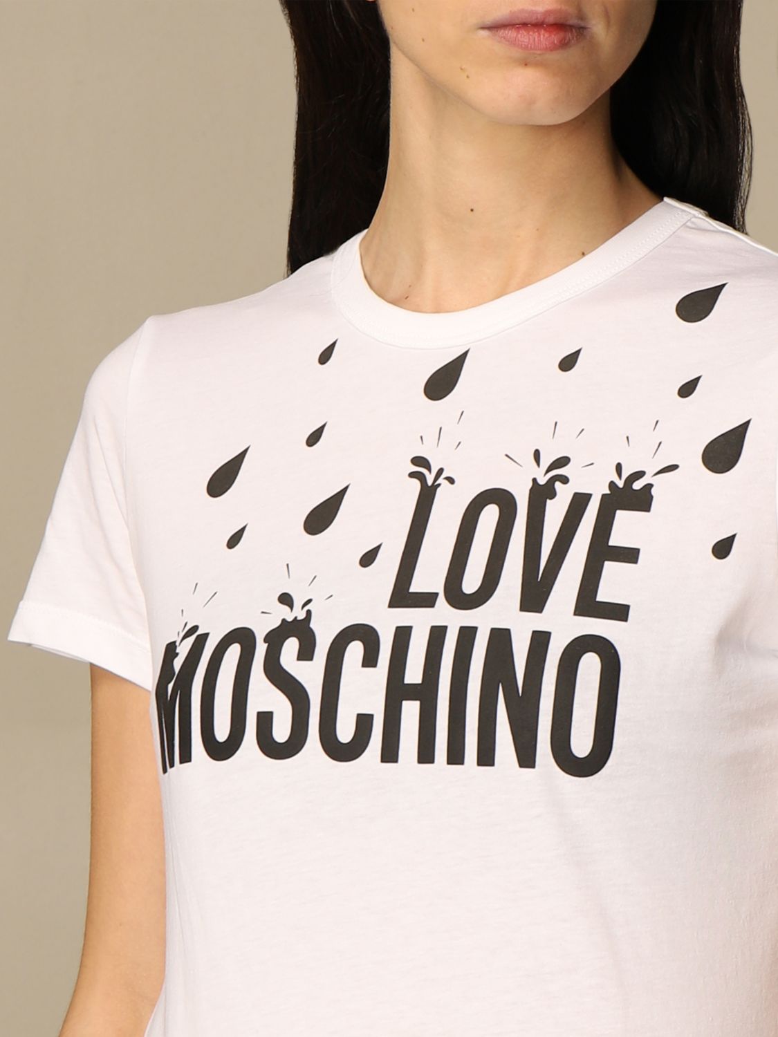 LOVE MOSCHINO: cotton t-shirt with logo print | T-Shirt Love Moschino ...