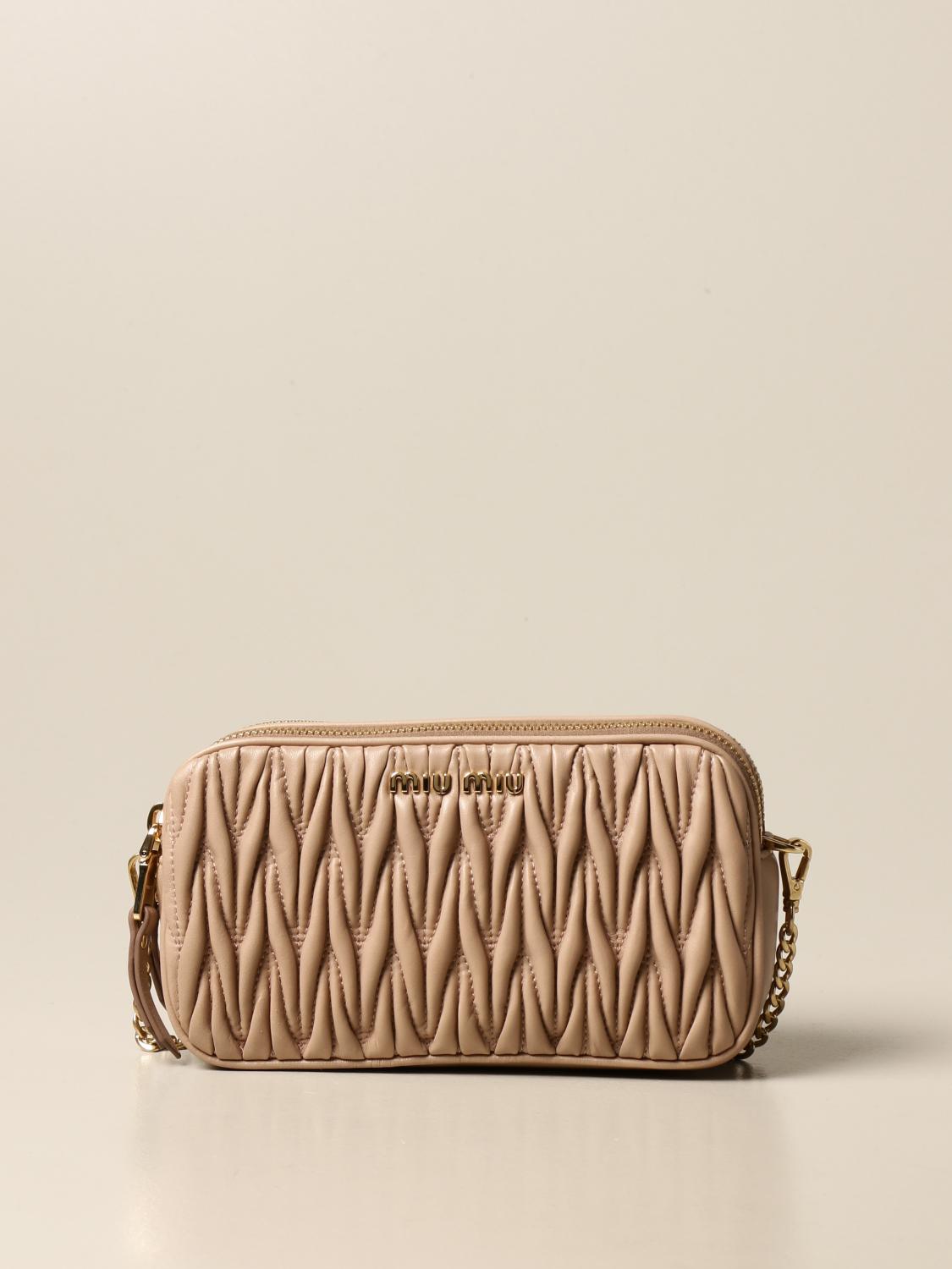 MIU MIU brick bag in matelassé leather Blush Pink Miu Miu