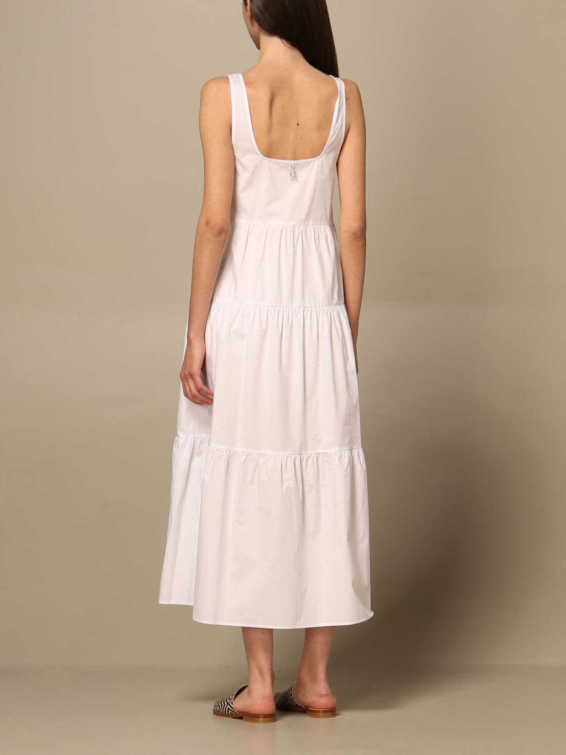 PATRIZIA PEPE: Abito in popeline - Bianco | Abito Patrizia Pepe 2A2180 A9B9  GIGLIO.COM