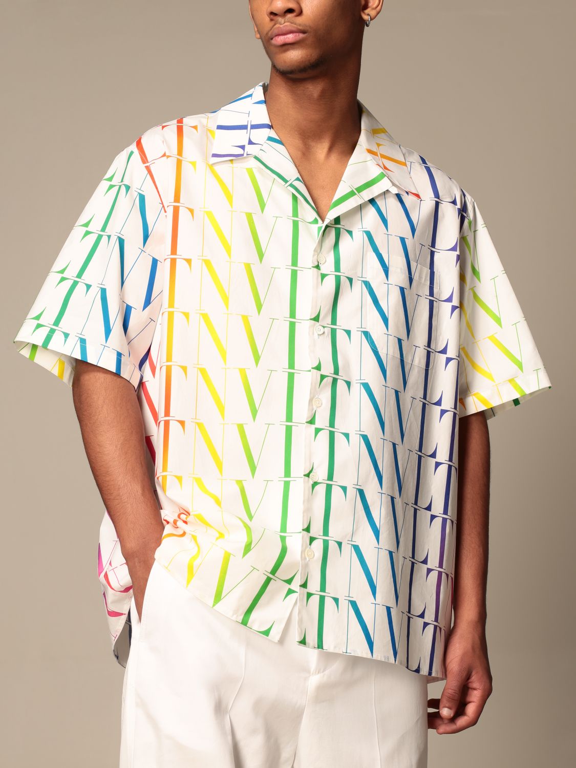 Shirt Valentino: Valentino shirt with all-over multicolor VLTN logo white 5
