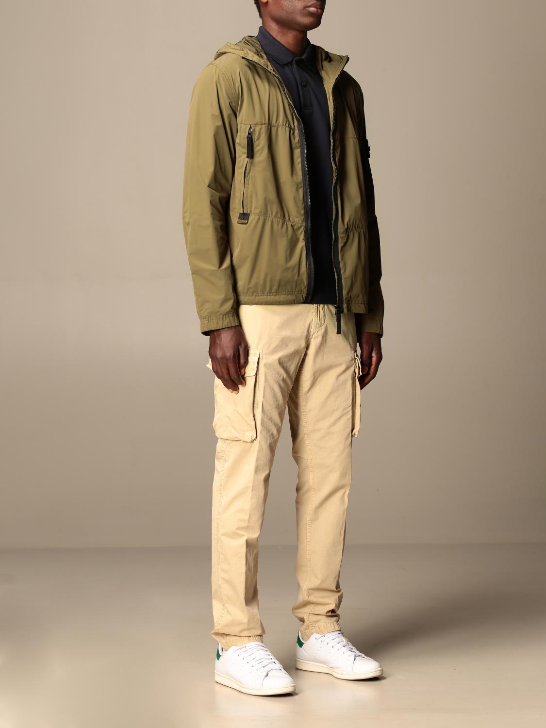 STONE ISLAND: Skin touch hooded jacket in nylon - Olive | Stone Island ...
