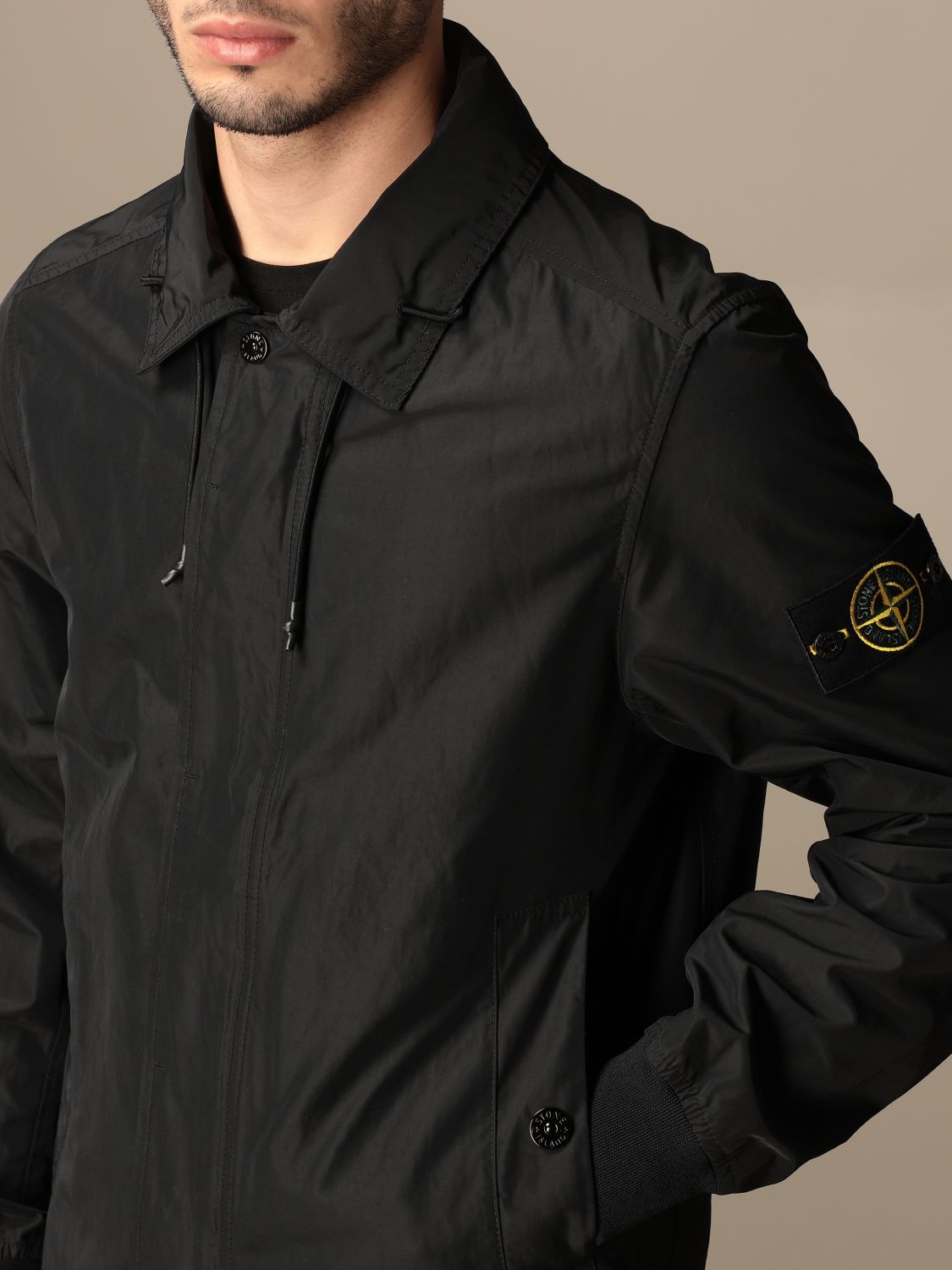 Stone Island Outlet: jacket in opaque nylon polyester rep - Black