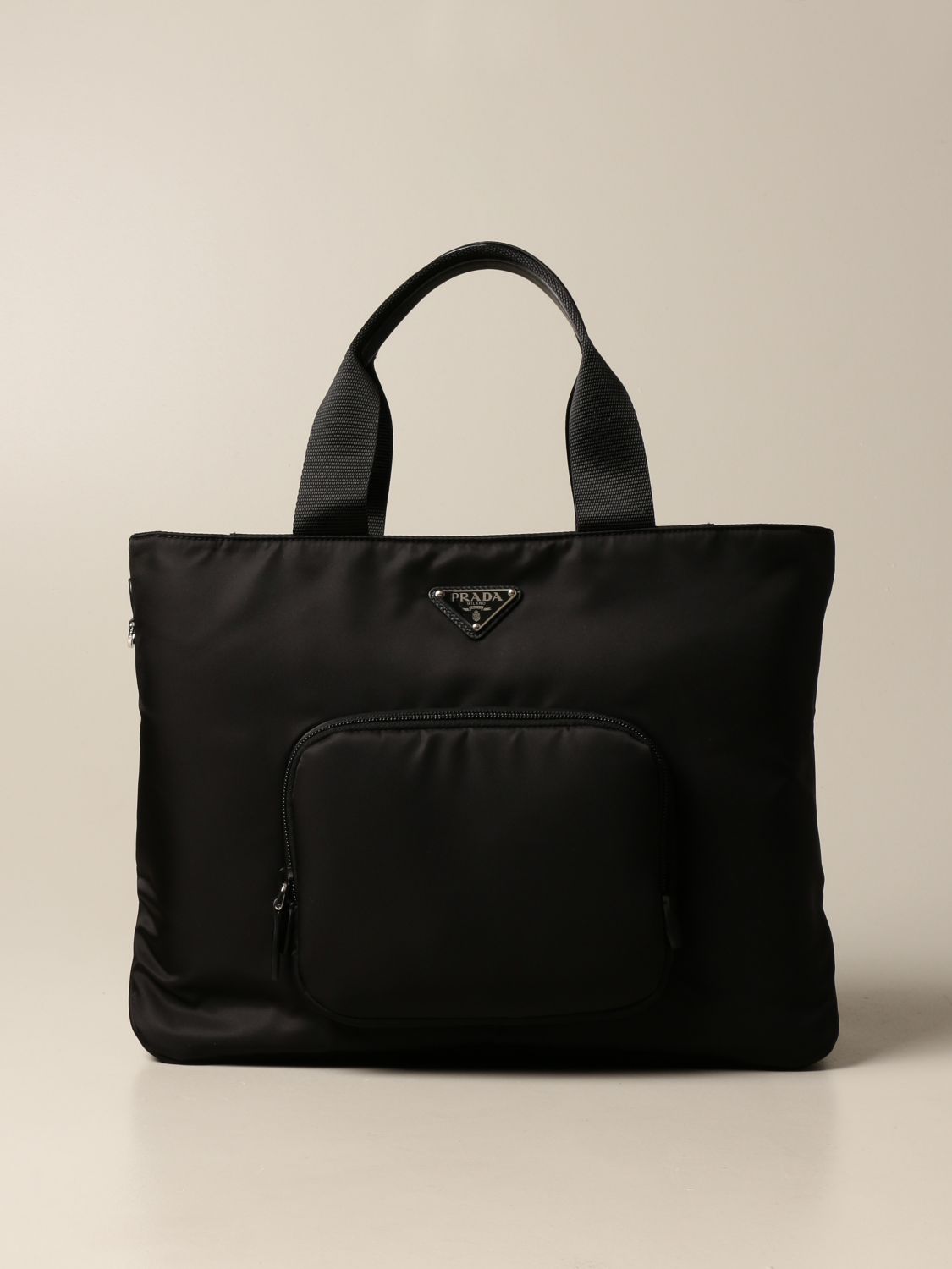 PRADA: bag in nylon and triangular logo | Handbag Prada Women Black ...