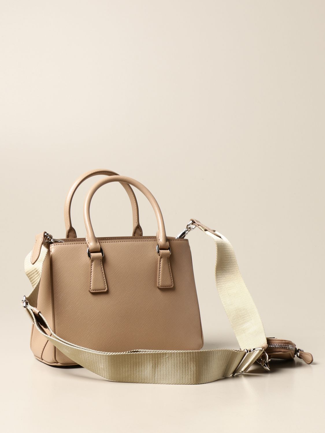 PRADA: bag in saffiano leather | Handbag Prada Women Beige | Handbag ...