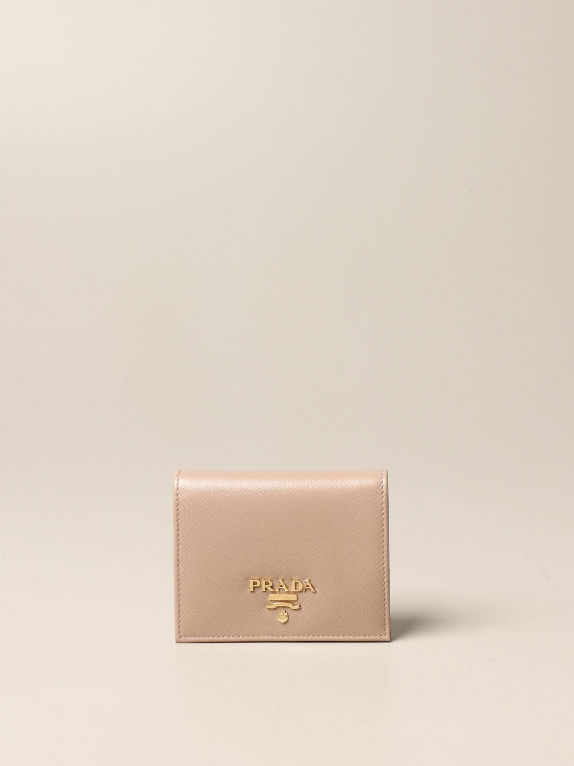 PRADA: wallet in saffiano leather - Blush Pink