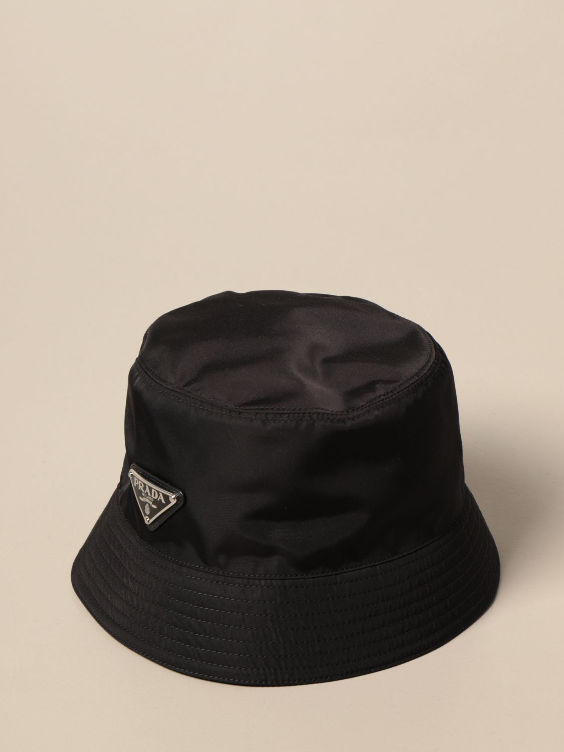 PRADA: nylon fisherman hat with logo - Black | Prada hat 1HC137 2B15 online  on 