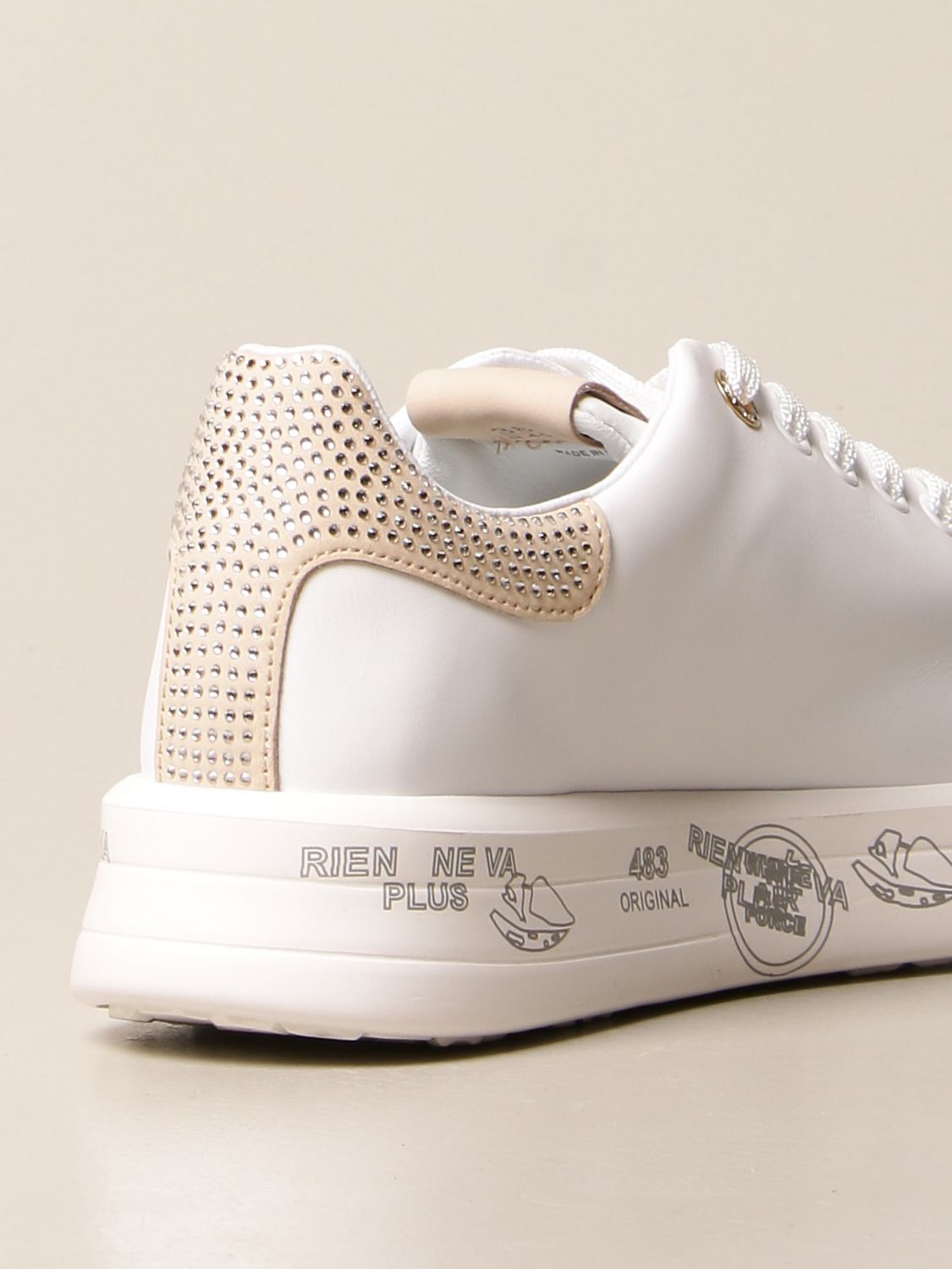 PREMIATA: Belle sneakers in leather with rhinestones - White | Premiata ...