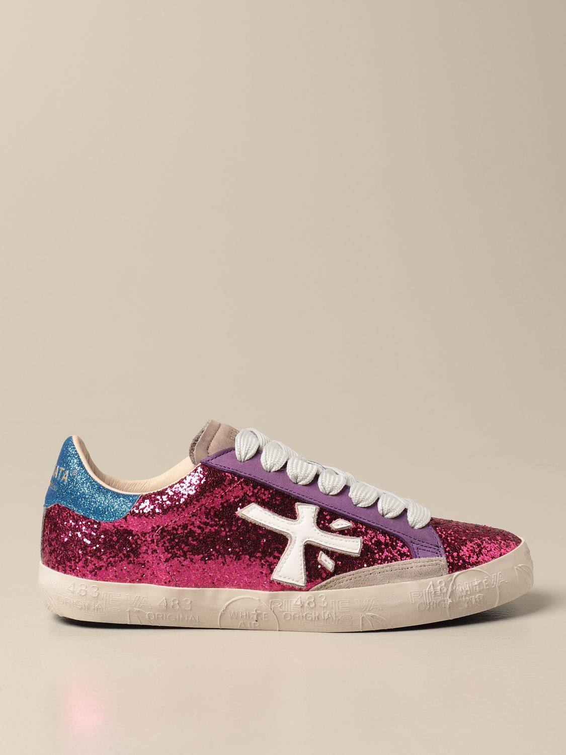 PREMIATA: Stevend glitter sneakers - Fuchsia | Premiata sneakers ...