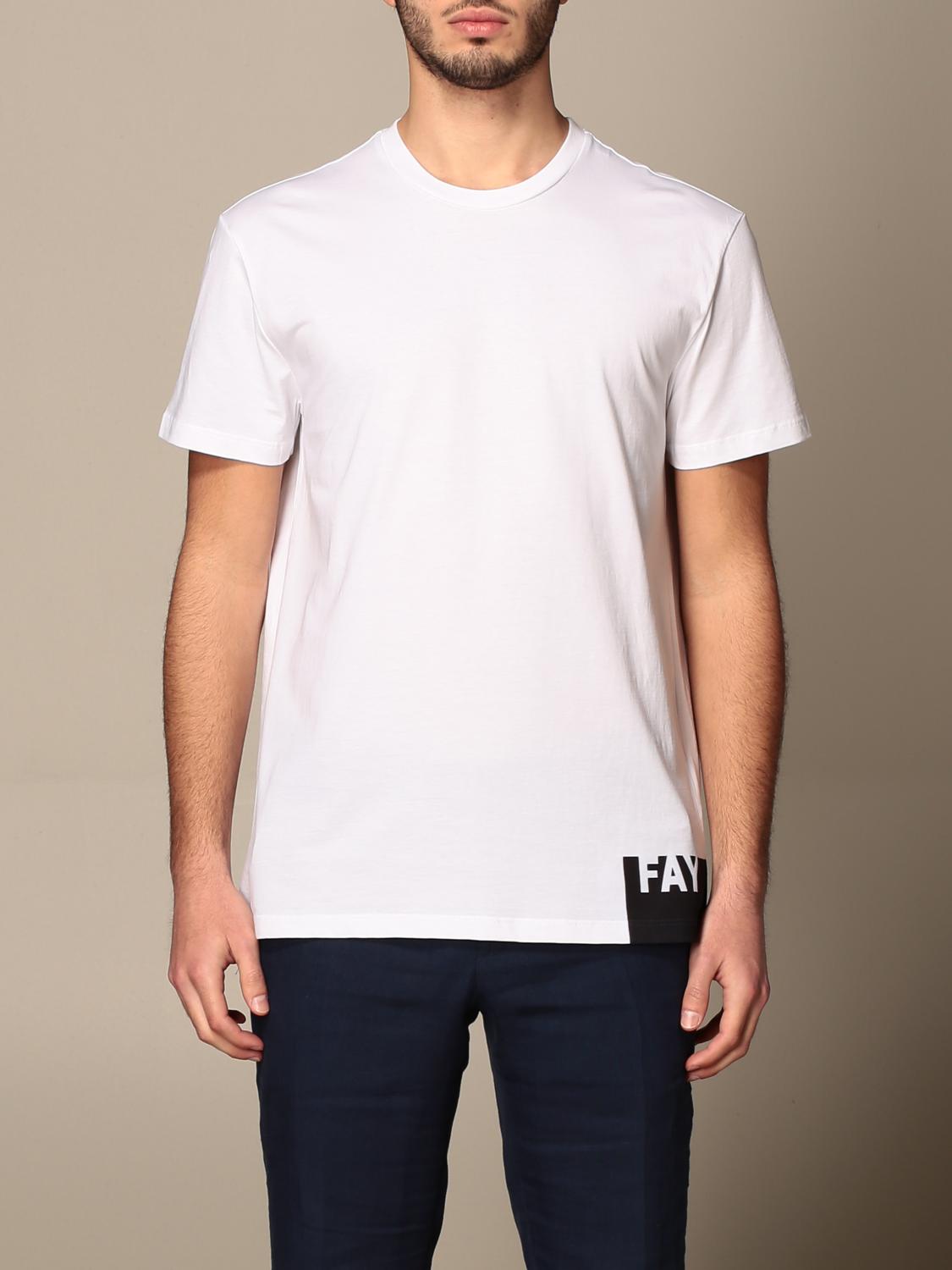 Fay Outlet: T-shirt basic in cotone con logo | T-Shirt Fay Uomo Bianco | T-Shirt  Fay NPMB3421310 SHO GIGLIO.COM